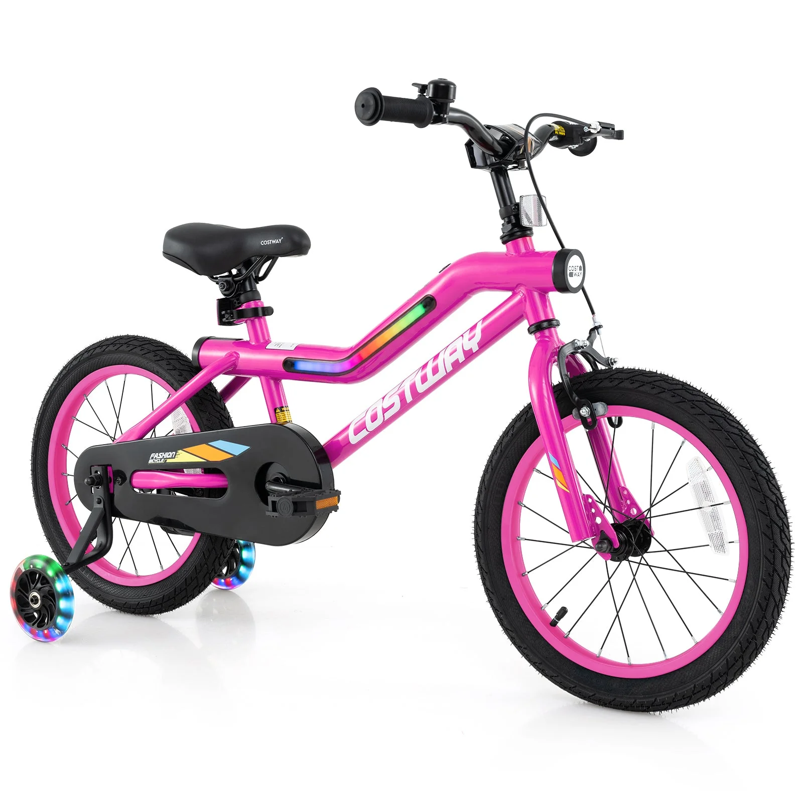 16 Inch LED Lighted Kids Bike with Training Wheels and Headlight for Ages 4-7 Years-16 inches - Image 3