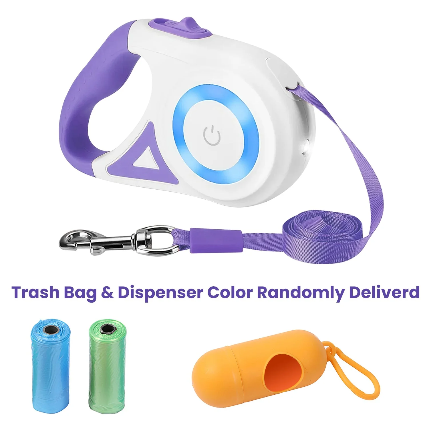 16FT Retractable Dog Leash Extendable Pet Leash Dog Walking Leash with Flashlight RGB Light 2 Rolls of Waste Bags Dispenser Fit for 66-110lbs - Image 5