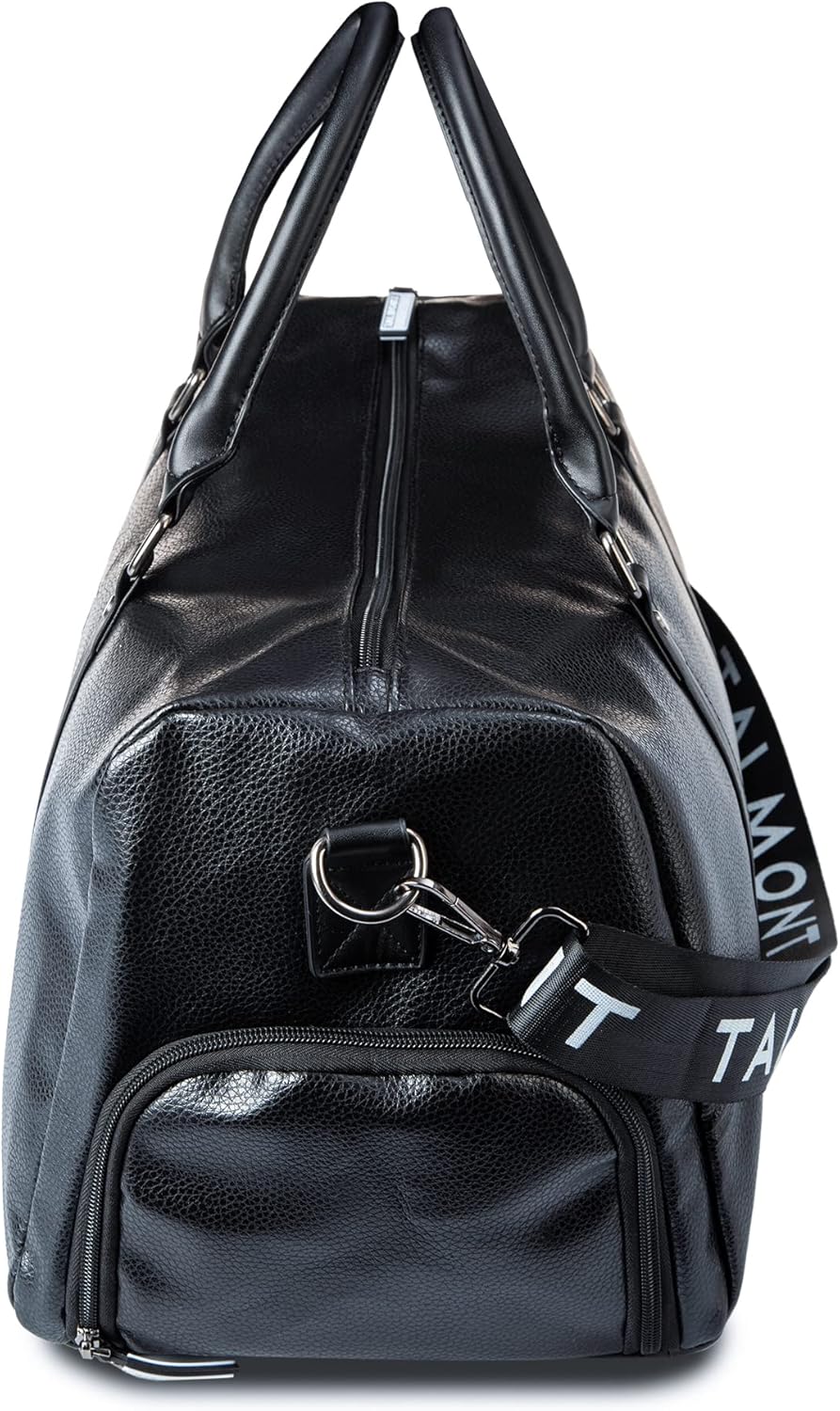 17.7 inch Gym Duffle Leather Bag with Shoe Compartment for Sports Travel - Adjustable Shoulder Strap, Weekender Travel Overnight Bag for Men - Image 10