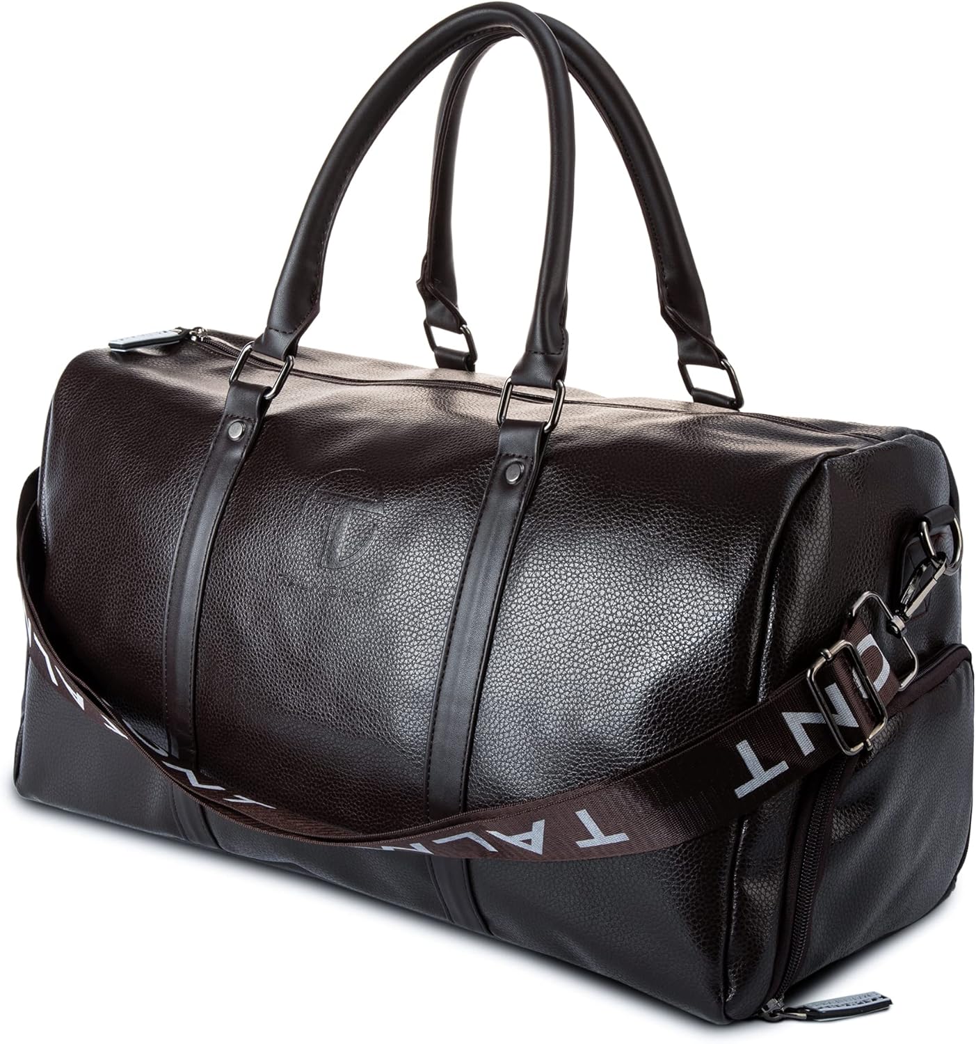 17.7 inch Gym Duffle Leather Bag with Shoe Compartment for Sports Travel - Adjustable Shoulder Strap, Weekender Travel Overnight Bag for Men - Image 11