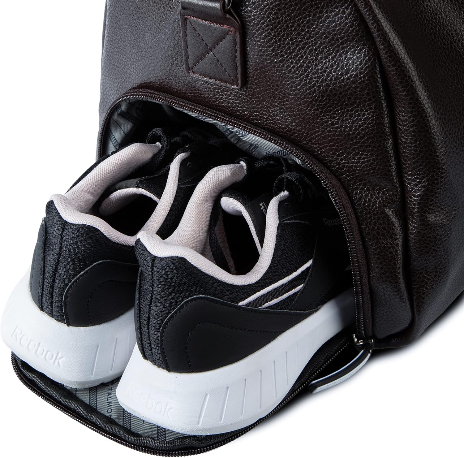 17.7 inch Gym Duffle Leather Bag with Shoe Compartment for Sports Travel - Adjustable Shoulder Strap, Weekender Travel Overnight Bag for Men - Image 16