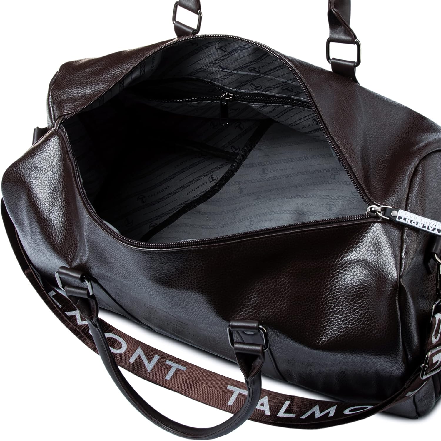17.7 inch Gym Duffle Leather Bag with Shoe Compartment for Sports Travel - Adjustable Shoulder Strap, Weekender Travel Overnight Bag for Men - Image 17