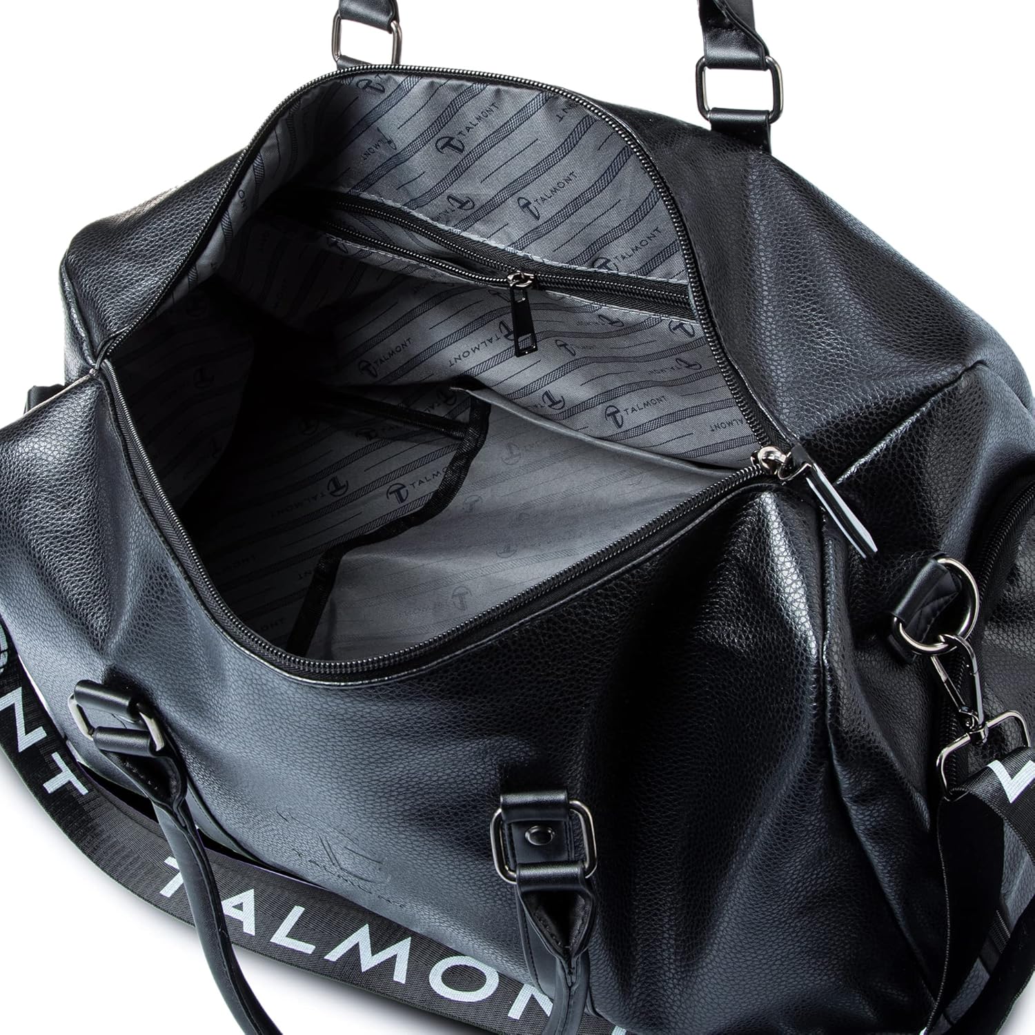 17.7 inch Gym Duffle Leather Bag with Shoe Compartment for Sports Travel - Adjustable Shoulder Strap, Weekender Travel Overnight Bag for Men - Image 6
