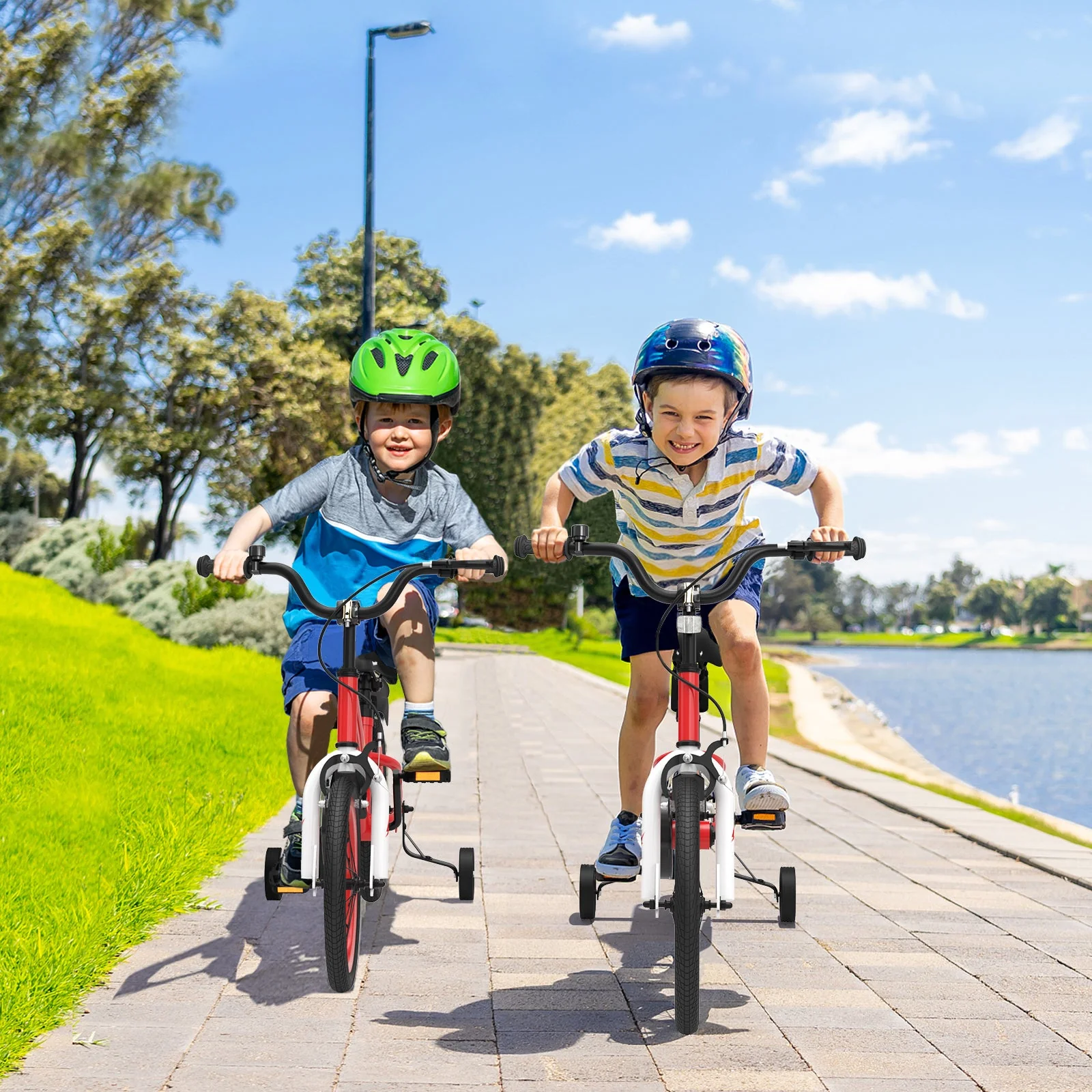 18 Feet Kids Bike with Removable Training Wheels-Red - Image 2