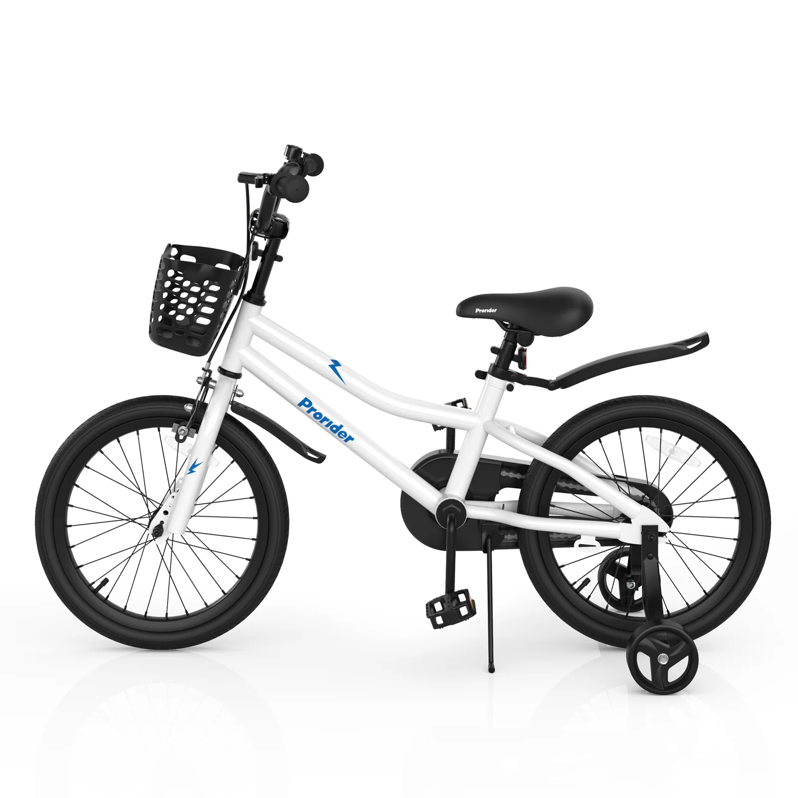 18 Feet Kids Bike with Removable Training Wheels-White - Image 4