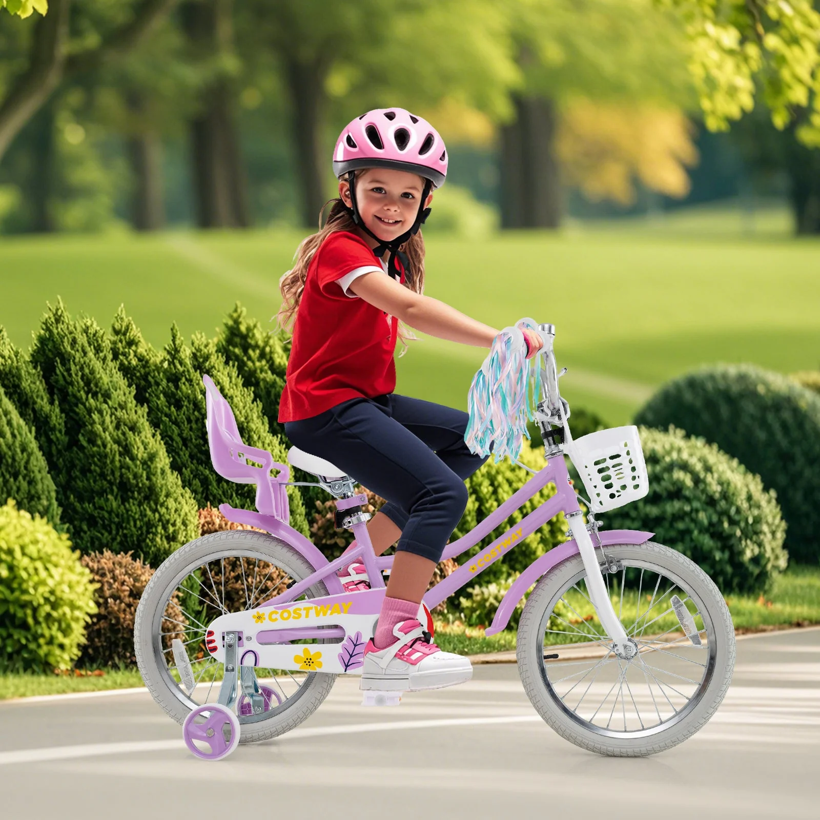 18 Inch Girls Bike Kids Bicycle with Doll Seat and Streamers for Children 4-8 Years Old - Image 2