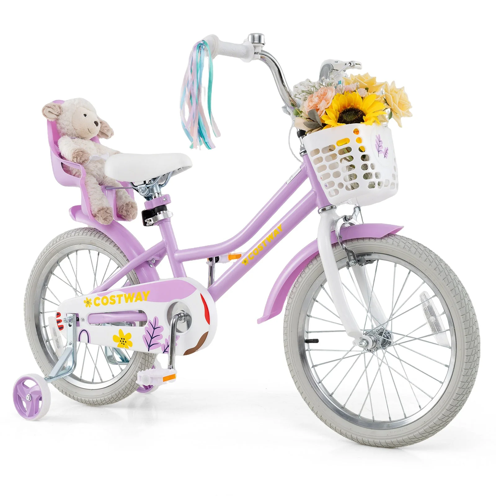 18 Inch Girls Bike Kids Bicycle with Doll Seat and Streamers for Children 4-8 Years Old - Image 3