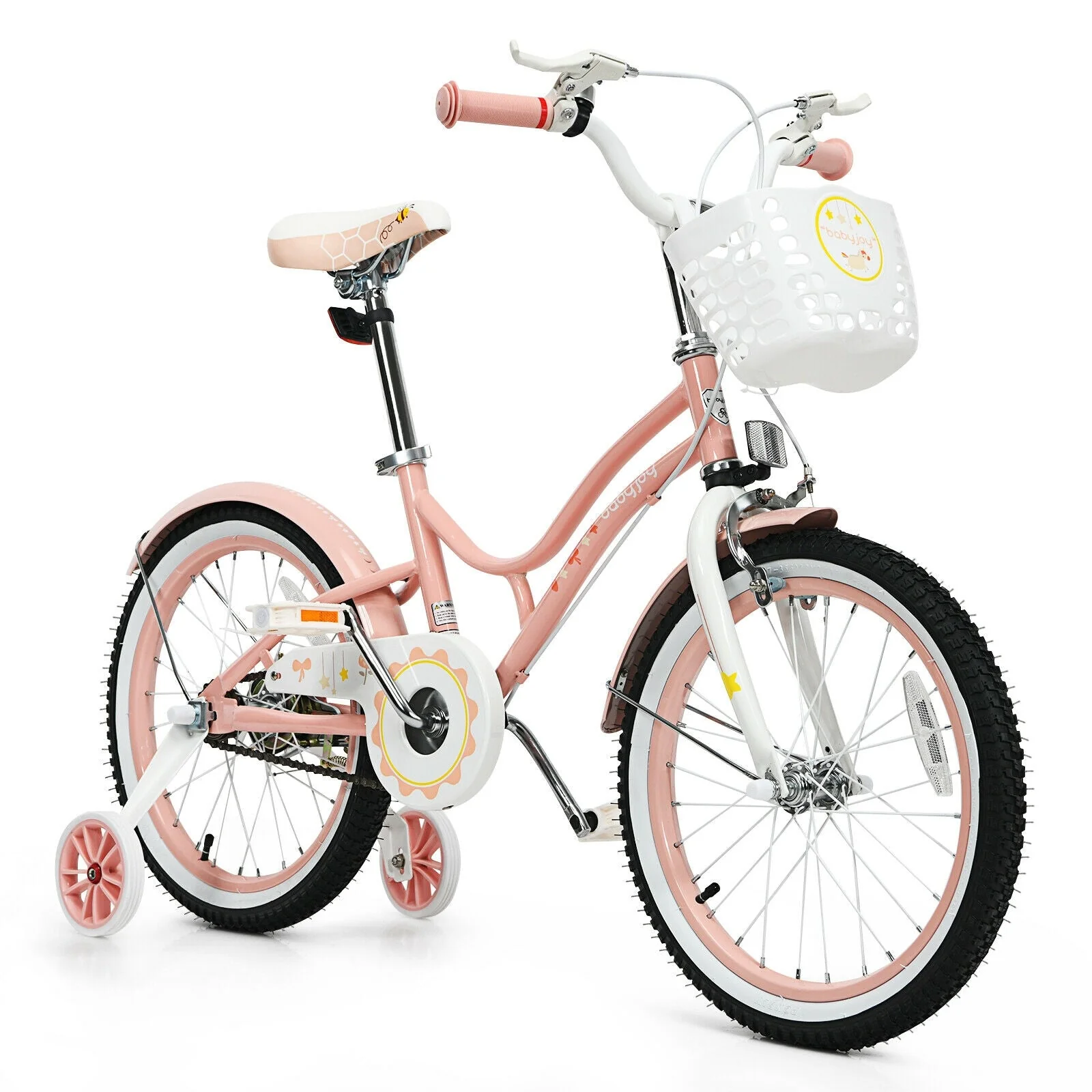 18 Inch Kids Adjustable Bike Toddlers with Training Wheels-Pink - Image 3