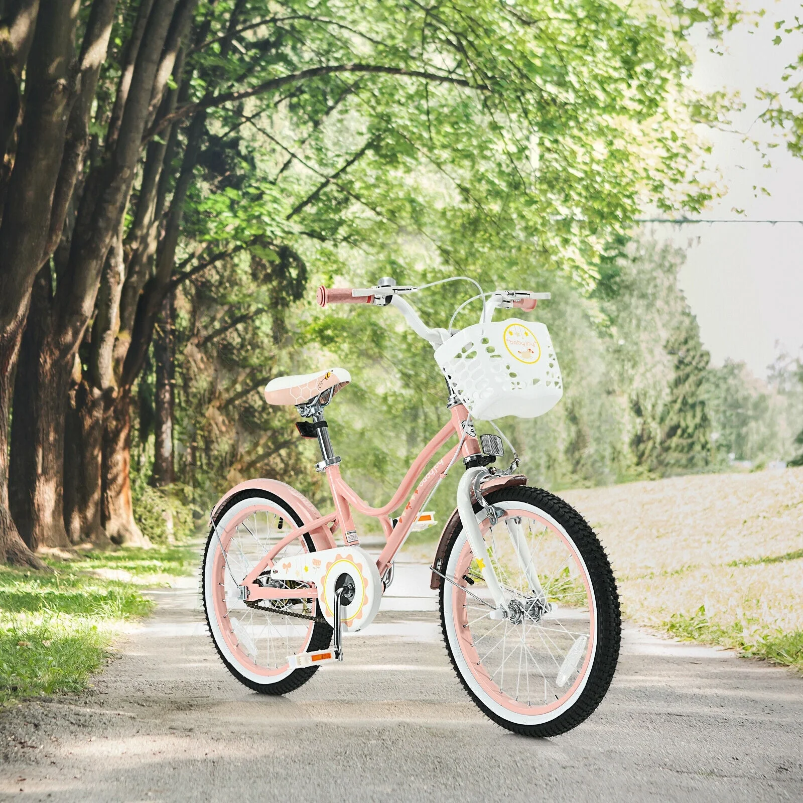 18 Inch Kids Adjustable Bike Toddlers with Training Wheels-Pink - Image 6