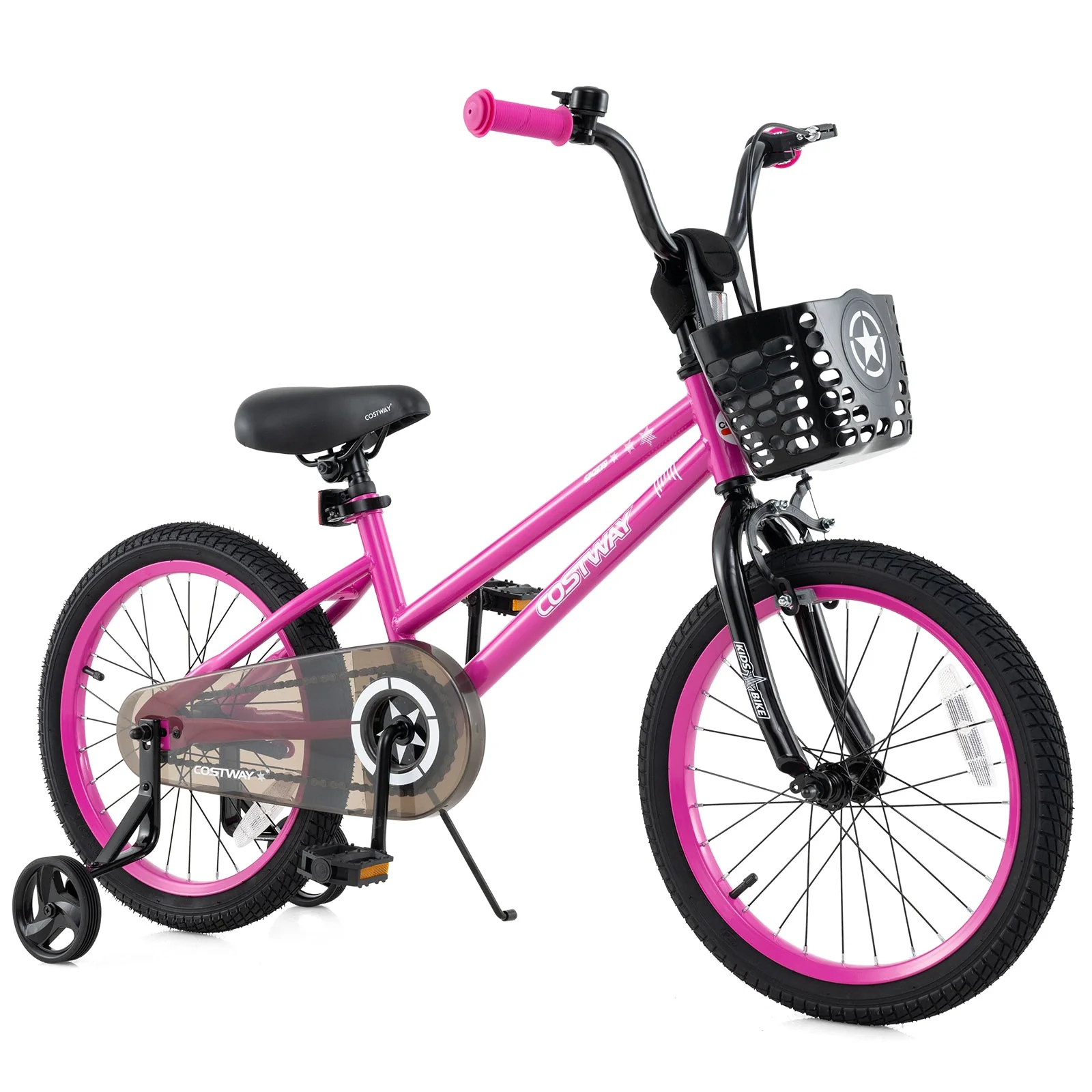 18 Inch Kids Bike Adjustable Bicycle with Front Basket for Children Aged 4-8 Years Old - Image 3