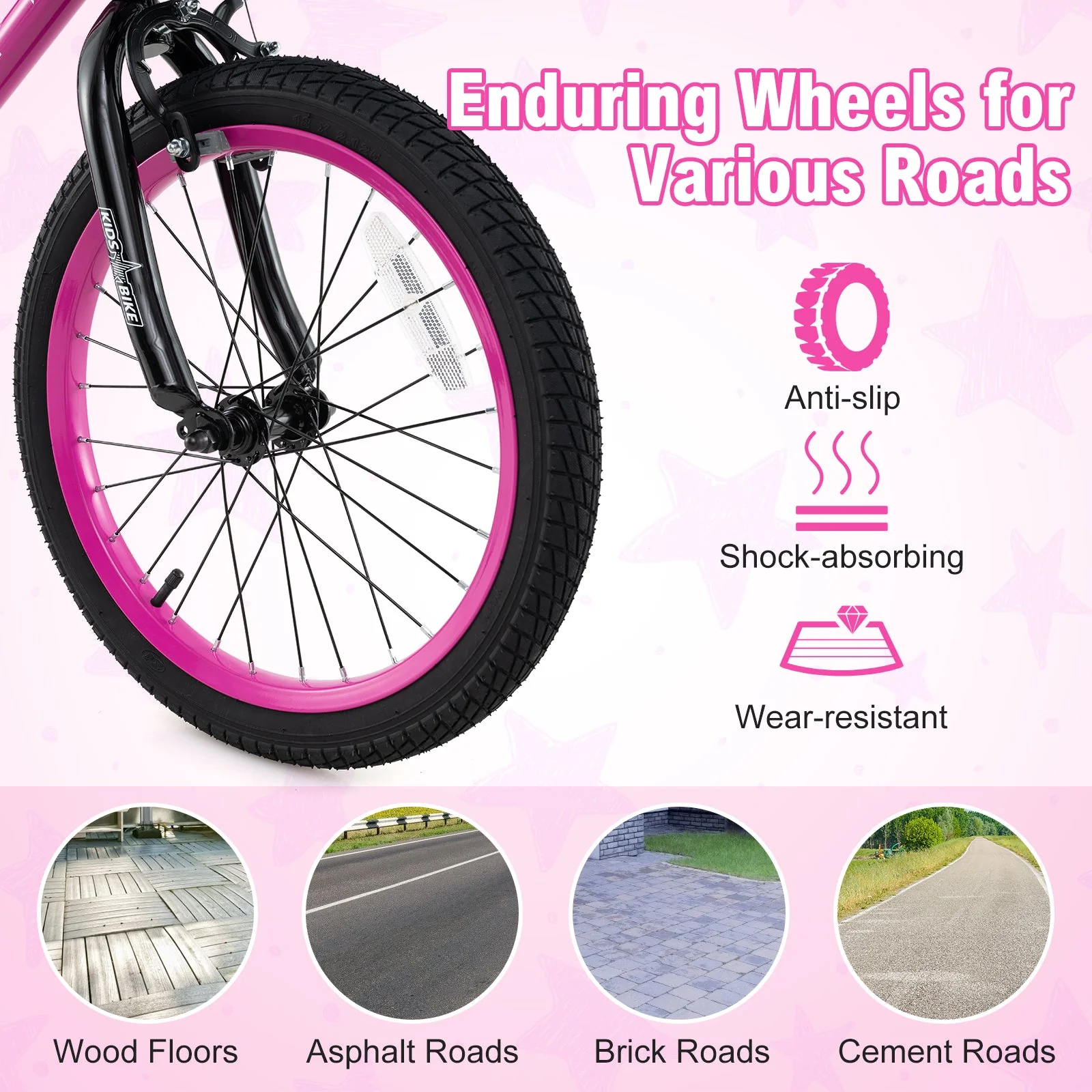 18 Inch Kids Bike Adjustable Bicycle with Front Basket for Children Aged 4-8 Years Old - Image 8