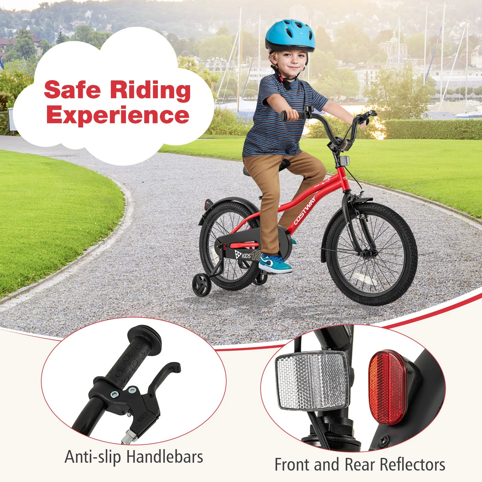 18 Inch Kids Bike Adjustable Bicycle with Reflectors and Bell for 4-8 Years Old - Image 8