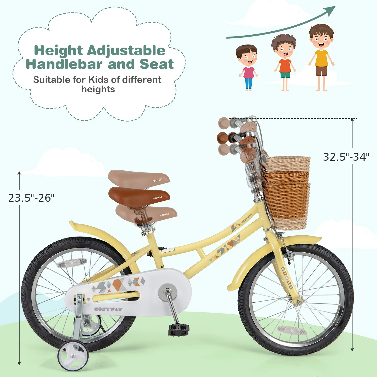18 Inch Kids Bike Adjustable Bicycle with Reflectors and Bell for Children 4-8 Years Old-18 inches - Image 5