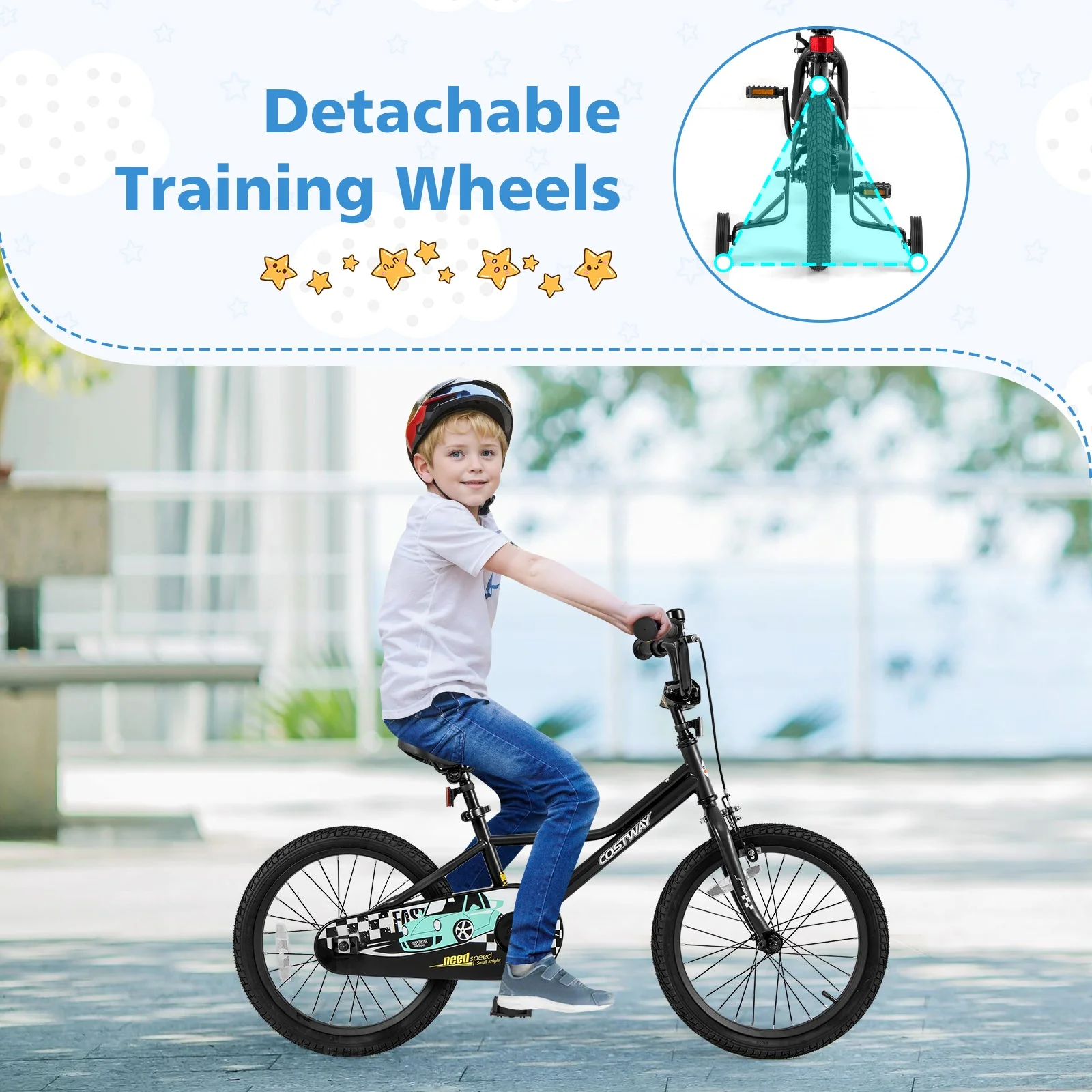 18 Inch Kids Bike Adjustable for 4-8 Years Old with Low-Step Frame - Image 6