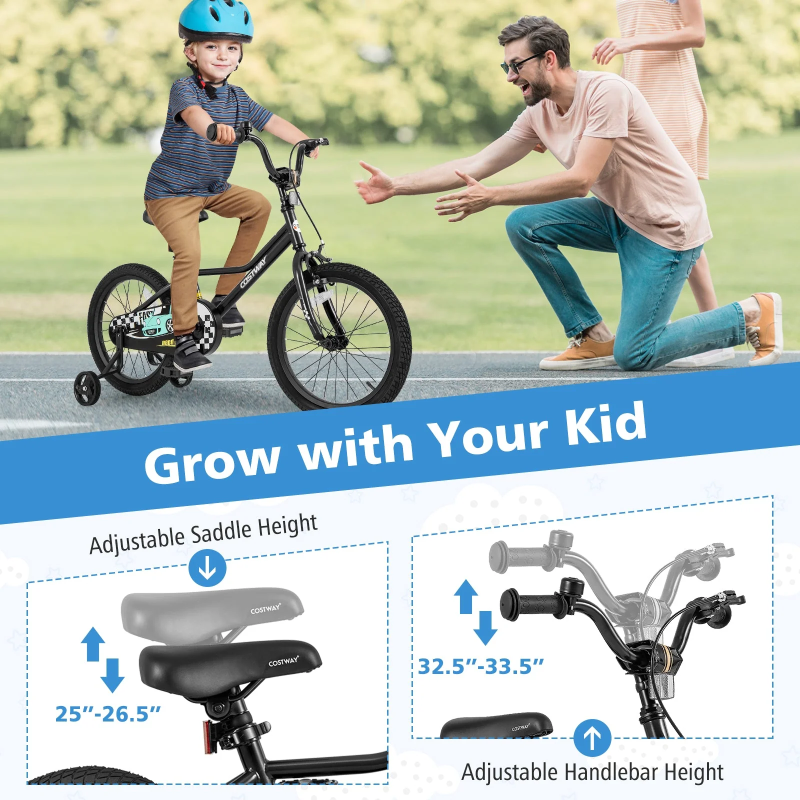 18 Inch Kids Bike Adjustable for 4-8 Years Old with Low-Step Frame - Image 7