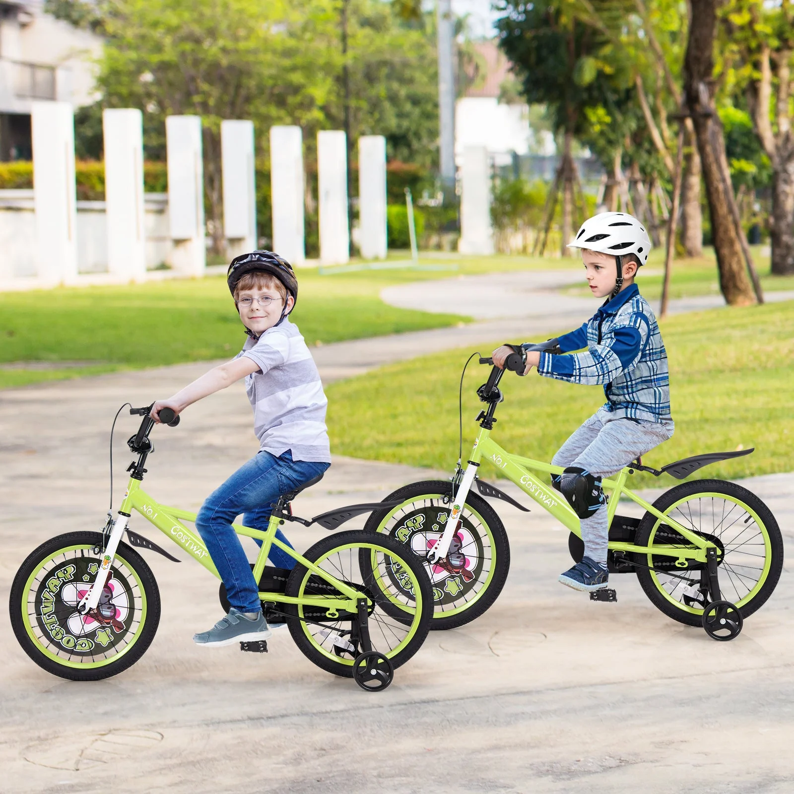 18 Inch Kids Bike Adjustable with Detachable Training Wheels for 4-8 Years Old-18 inches - Image 2