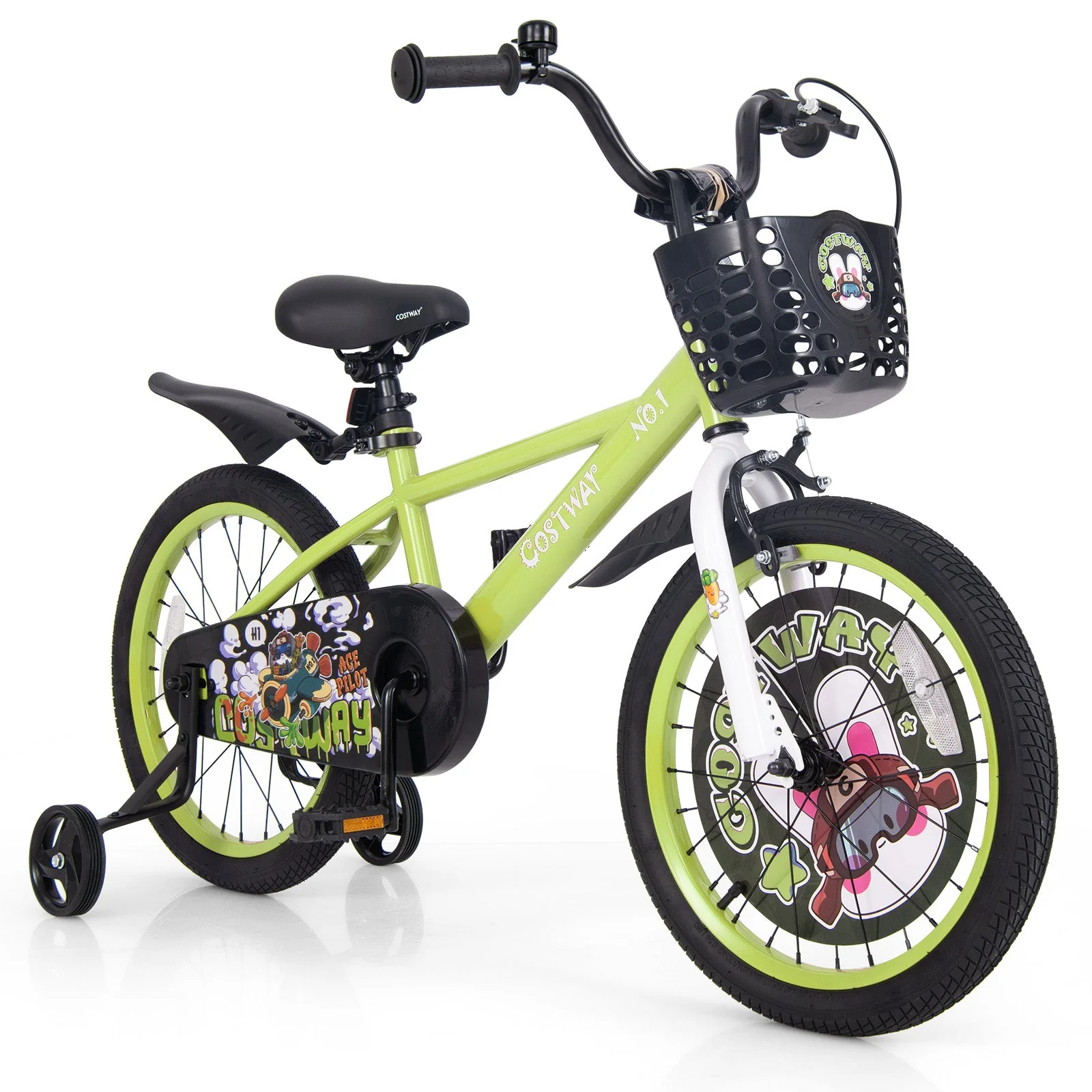 18 Inch Kids Bike Adjustable with Detachable Training Wheels for 4-8 Years Old-18 inches - Image 3