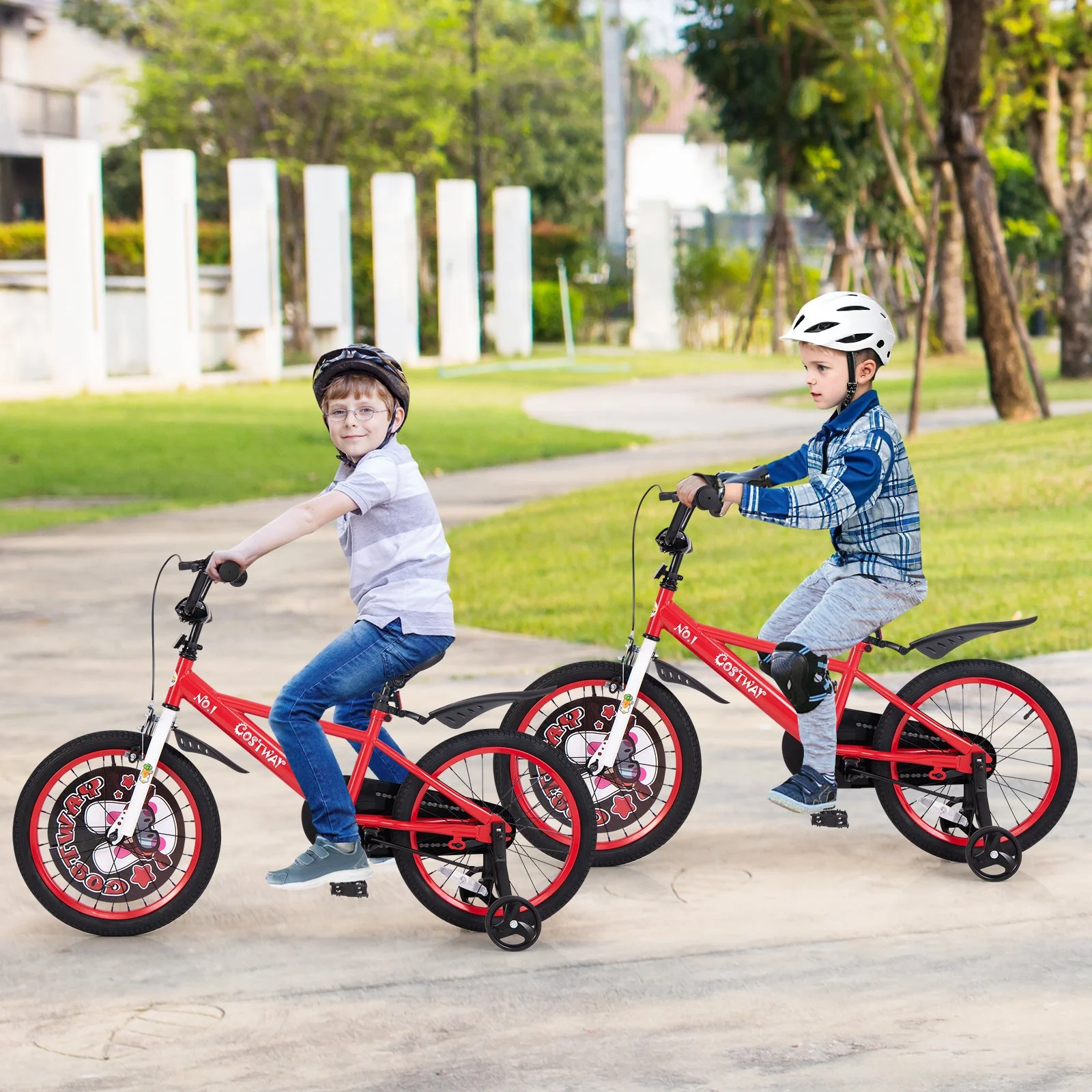 18 Inch Kids Bike Adjustable with Storage Basket and Double Brake for 4-8 Years Old-18 inches - Image 2