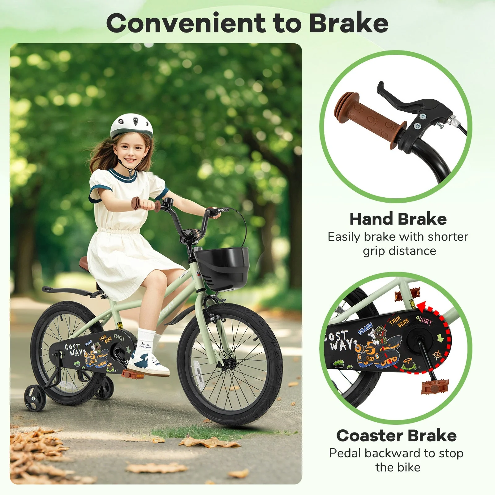 18-Inch Kids Bike Adjustable with Training Wheels for 4-8 Years Old - Image 8
