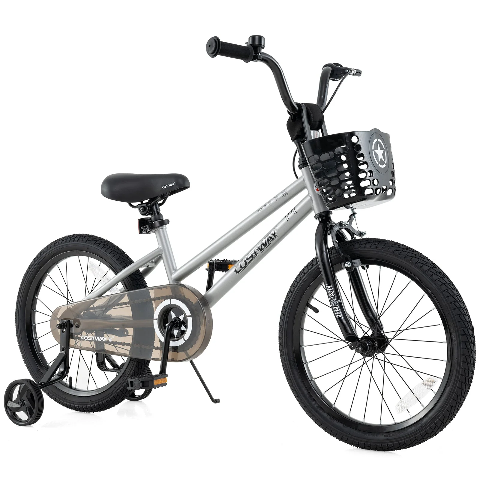 18 Inch Kids Bike Adjustable with Transparent Chain Cover for 4-8 Years Old - Image 3
