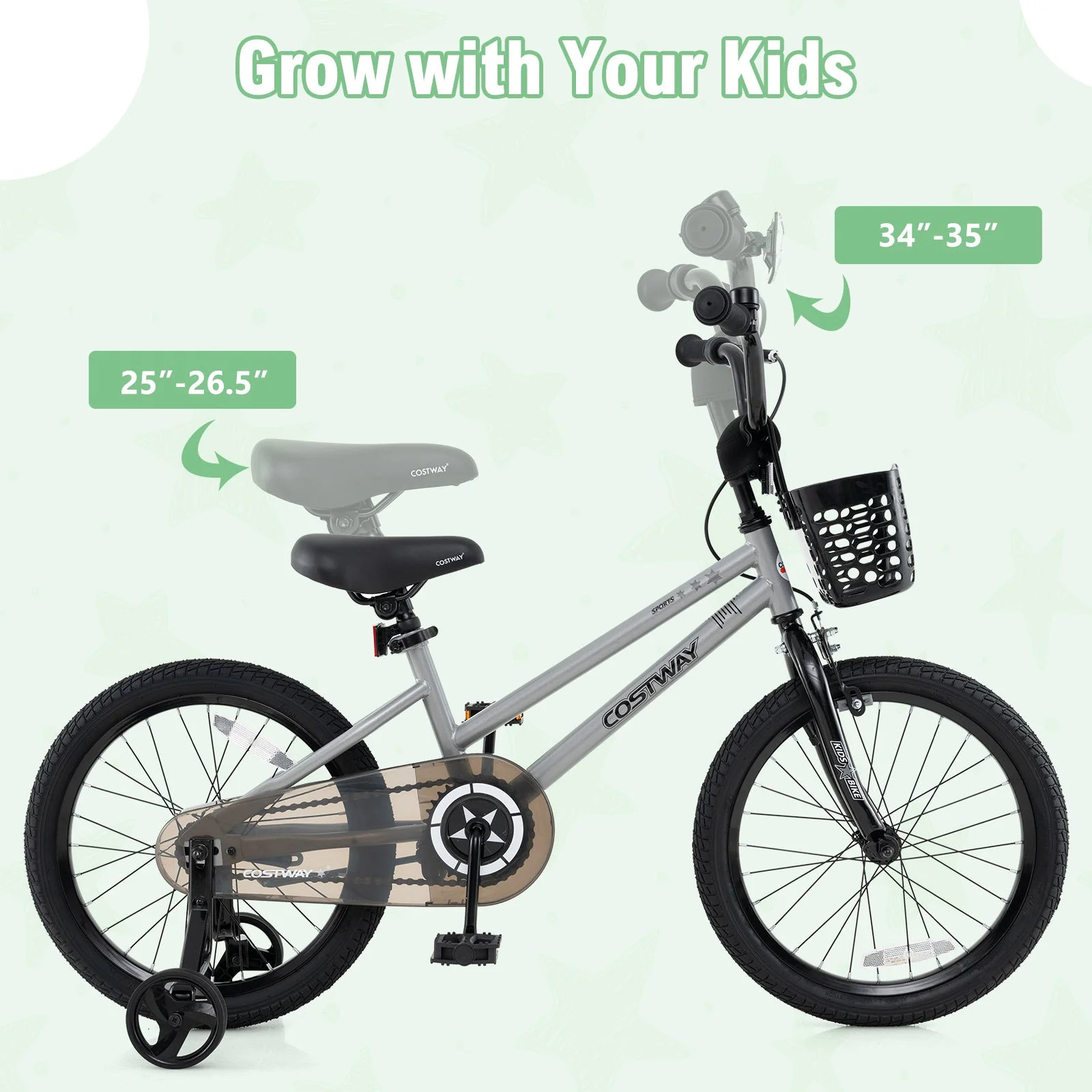 18 Inch Kids Bike Adjustable with Transparent Chain Cover for 4-8 Years Old - Image 5