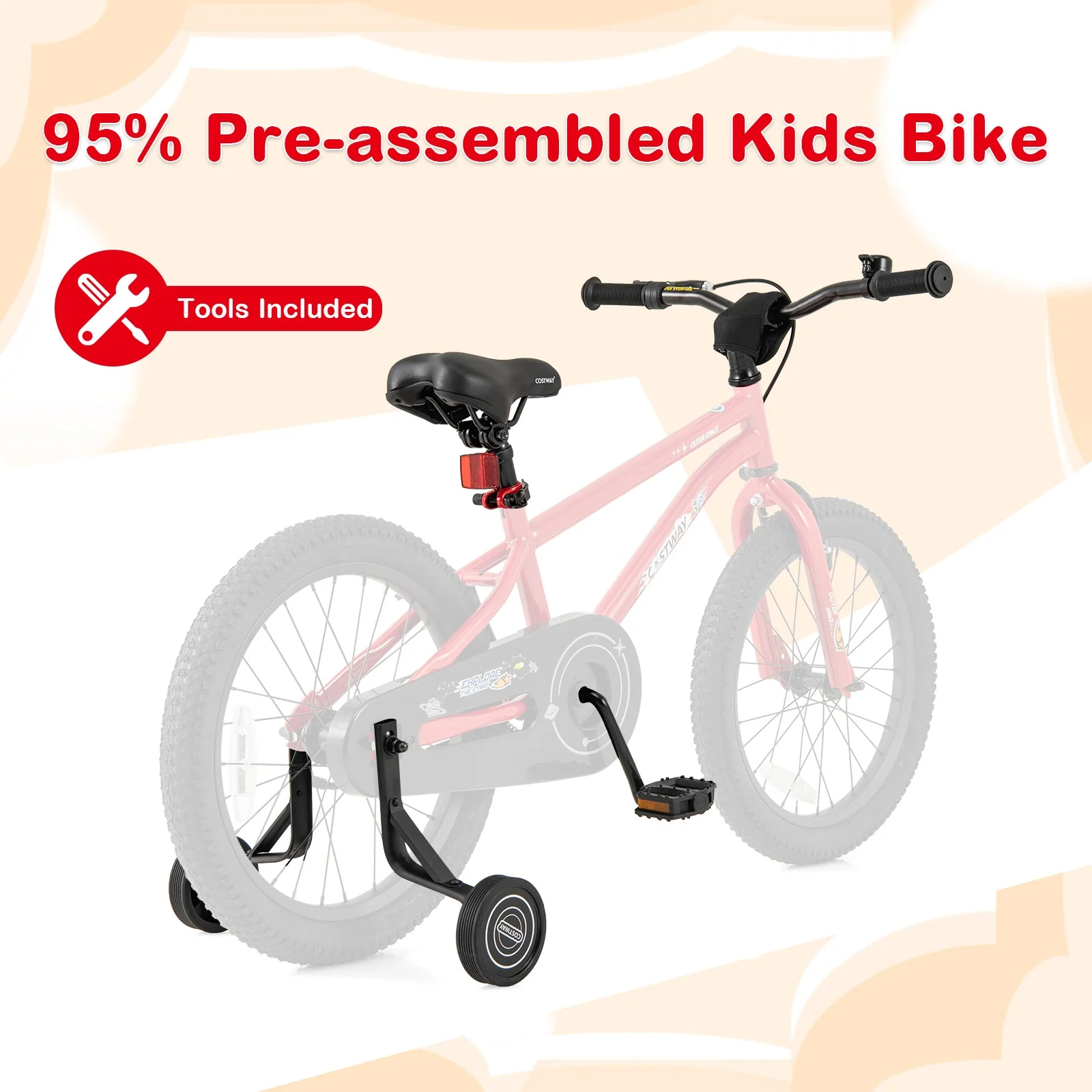 18-Inch Kids Bike Ages 3-8 with Handbrake and Coaster Brake and Bell Ring-18 inches - Image 8