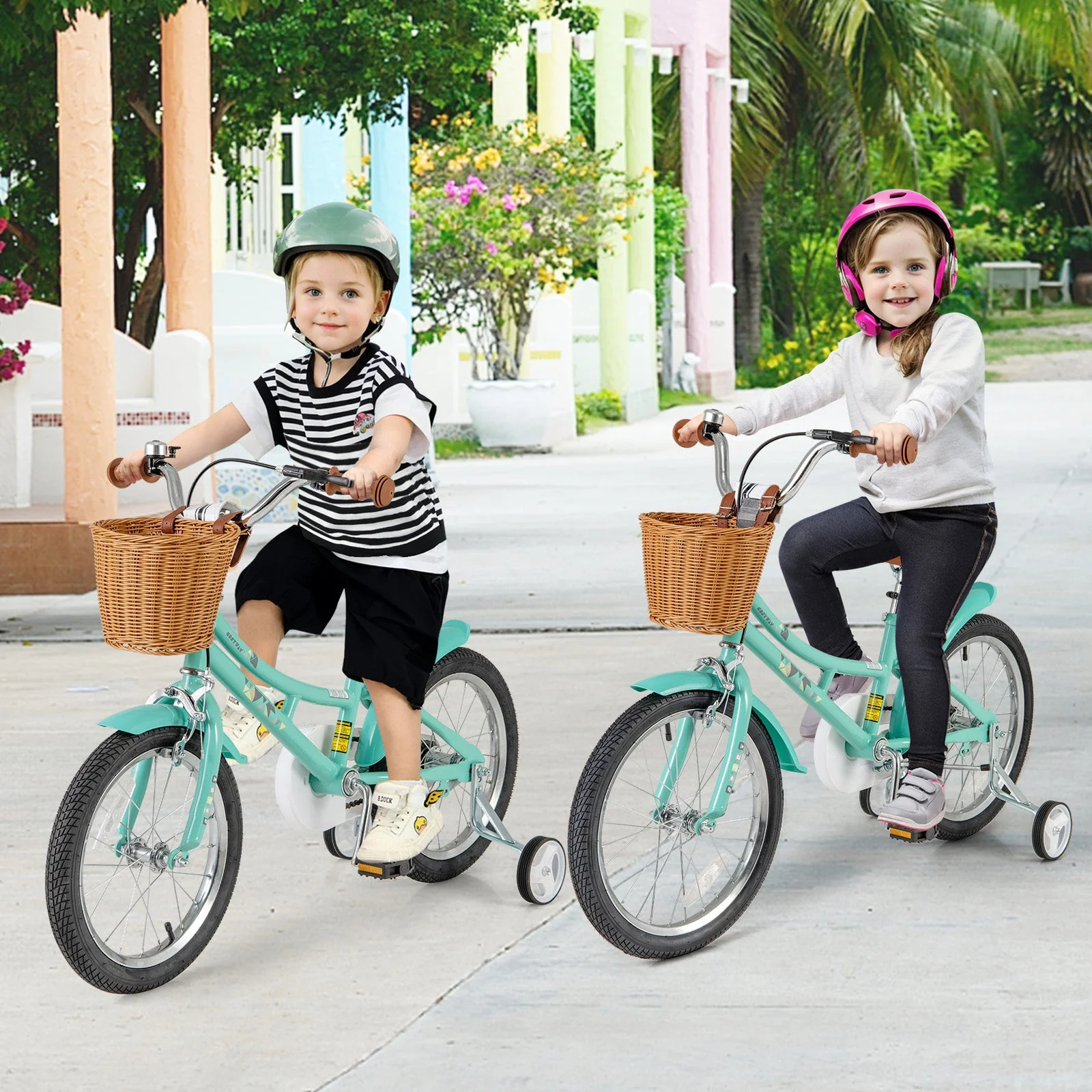 18 Inch Kids Bike Bicycle with Training Wheels and 2 Brake System Ages 4-8 Years Old-18 inches - Image 2