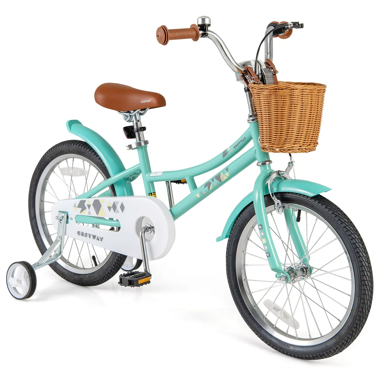 18 Inch Kids Bike Bicycle with Training Wheels and 2 Brake System Ages 4-8 Years Old-18 inches - Image 3
