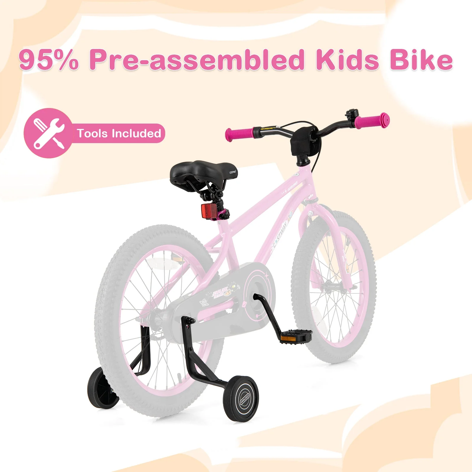 18 Inch Kids Bike for 4-8 Years Old Adjustable with Removable Training Wheels - Image 5