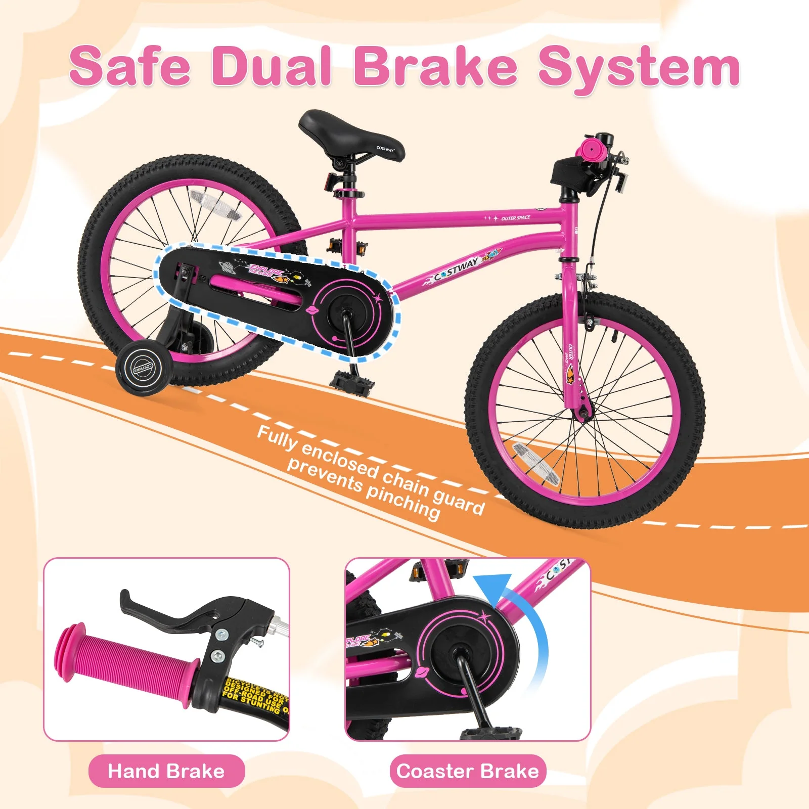 18 Inch Kids Bike for 4-8 Years Old Adjustable with Removable Training Wheels - Image 8