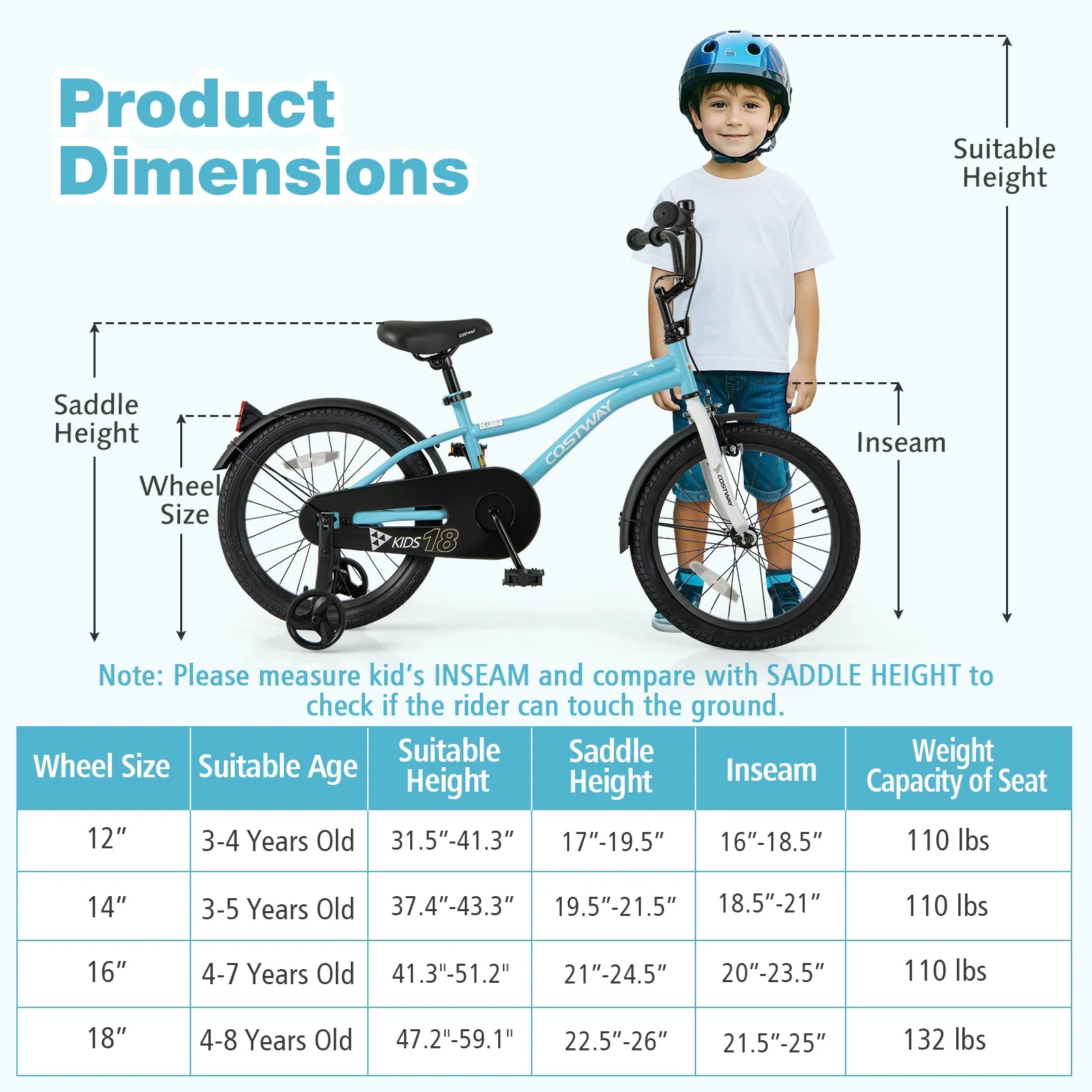 18-Inch Kids Bike for 4-8 Years Old Children Bicycle with Training Wheels - Image 4