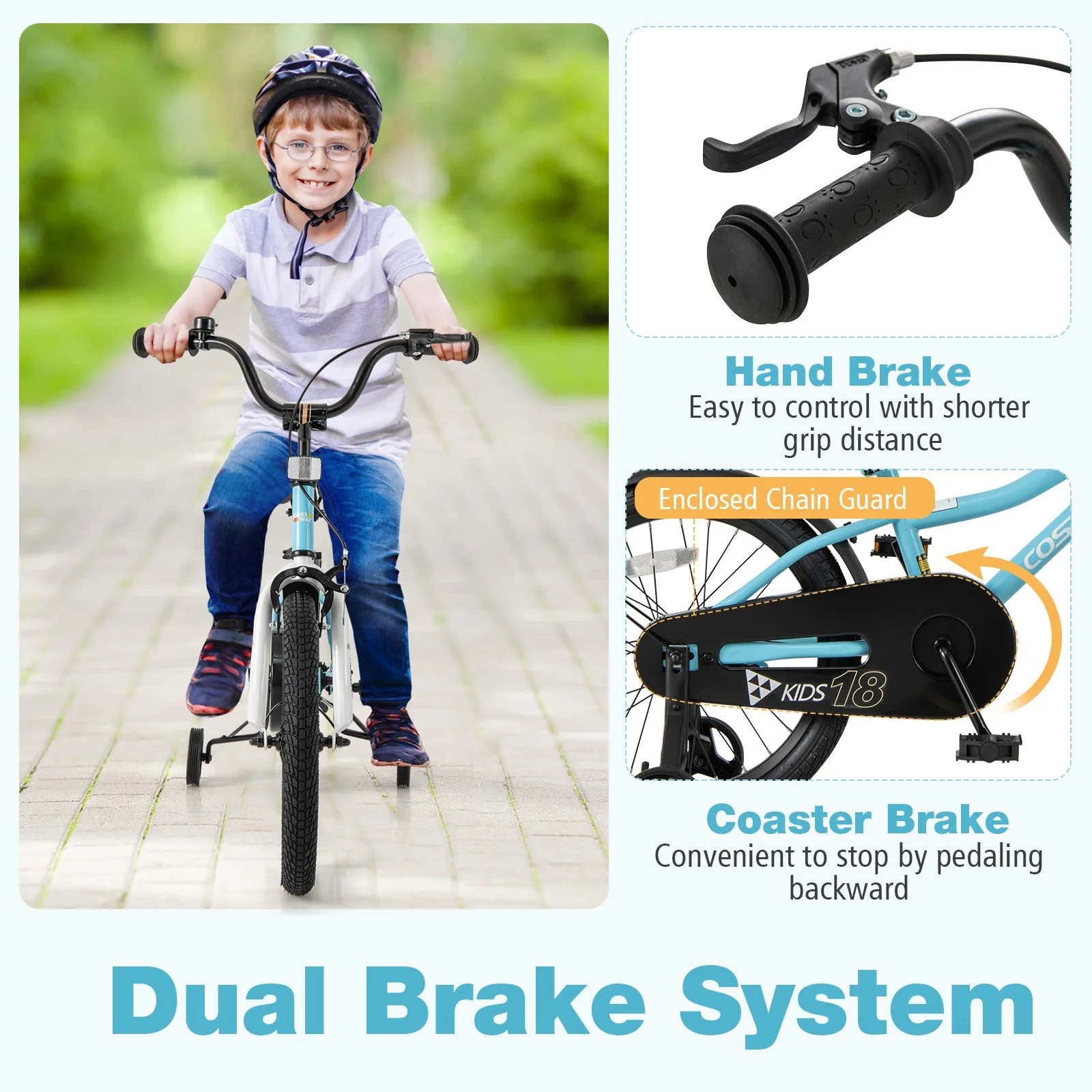 18-Inch Kids Bike for 4-8 Years Old Children Bicycle with Training Wheels - Image 5