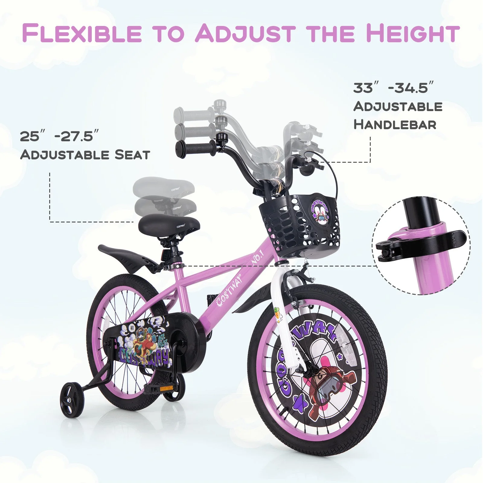 18 Inch Kids Bike for 4-8 Years Old Sport Bicycle with Adjustable Handlebar and Saddle-18 inches - Image 5