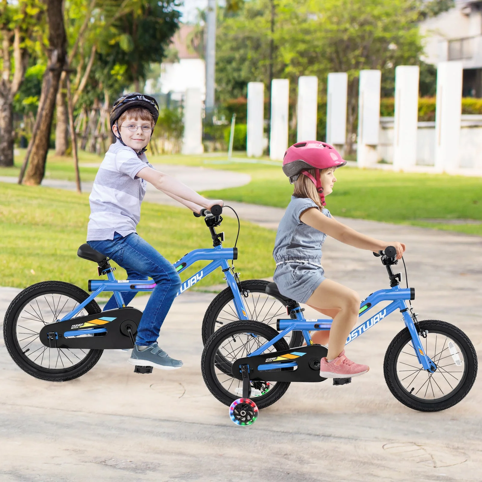18 Inch Kids Bike LED Lighted Adjustable with Training Wheels for 4-8 Years Old Kids-18 inches - Image 2