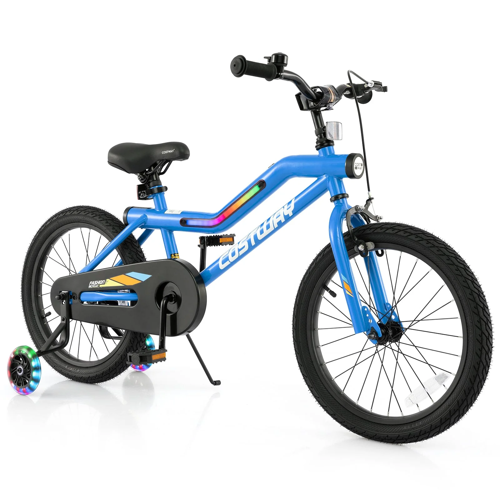 18 Inch Kids Bike LED Lighted Adjustable with Training Wheels for 4-8 Years Old Kids-18 inches - Image 3