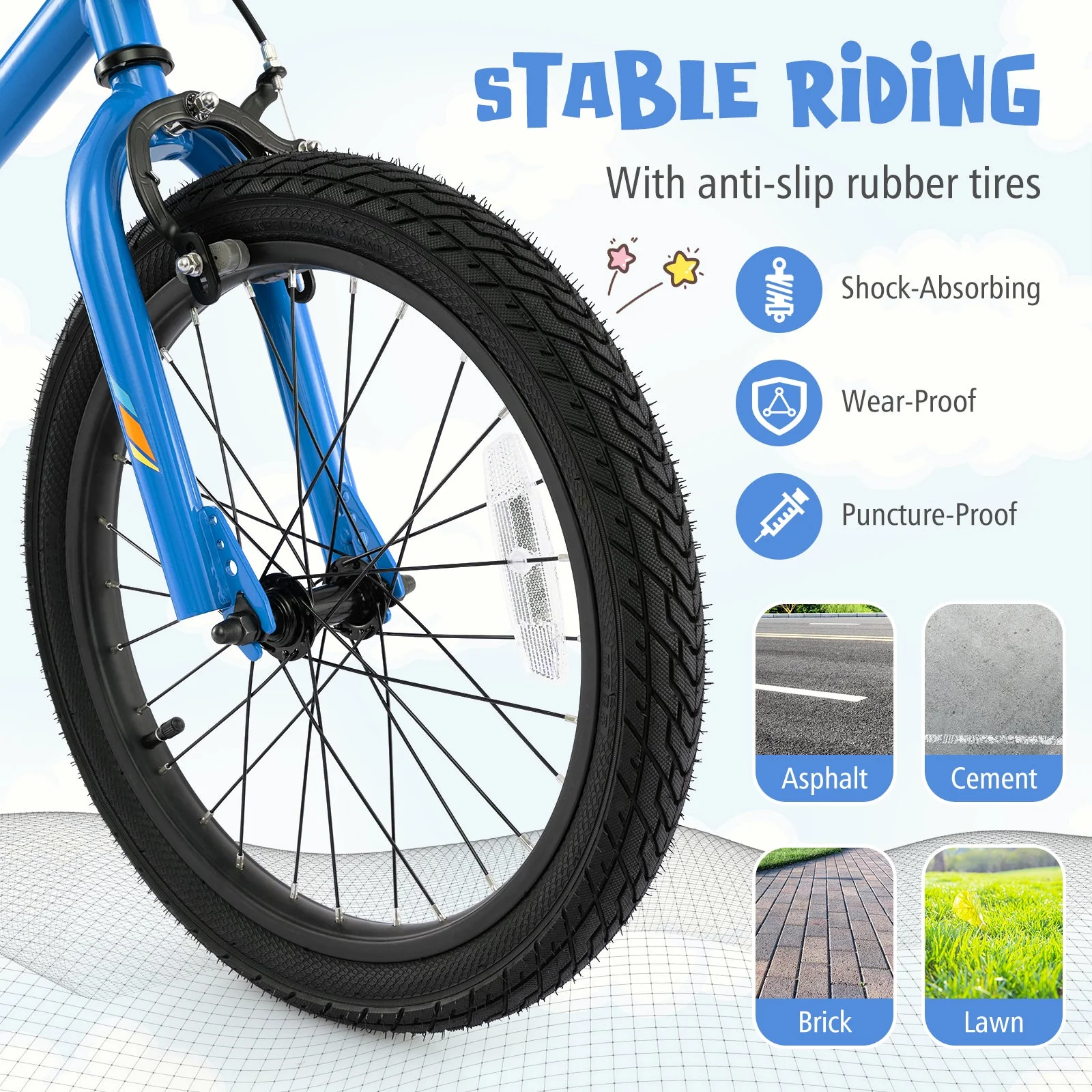 18 Inch Kids Bike LED Lighted Adjustable with Training Wheels for 4-8 Years Old Kids-18 inches - Image 7