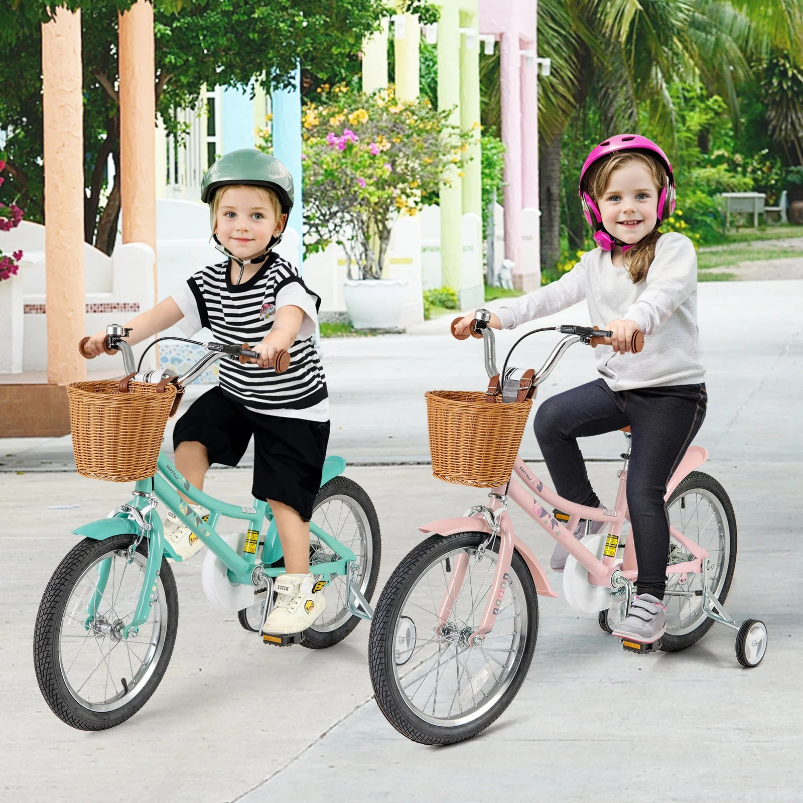 18 Inch Kids Bike Retro Bicycle with Adjustable Height and Basket for Ages 4-8 Years Old-18 inches - Image 2