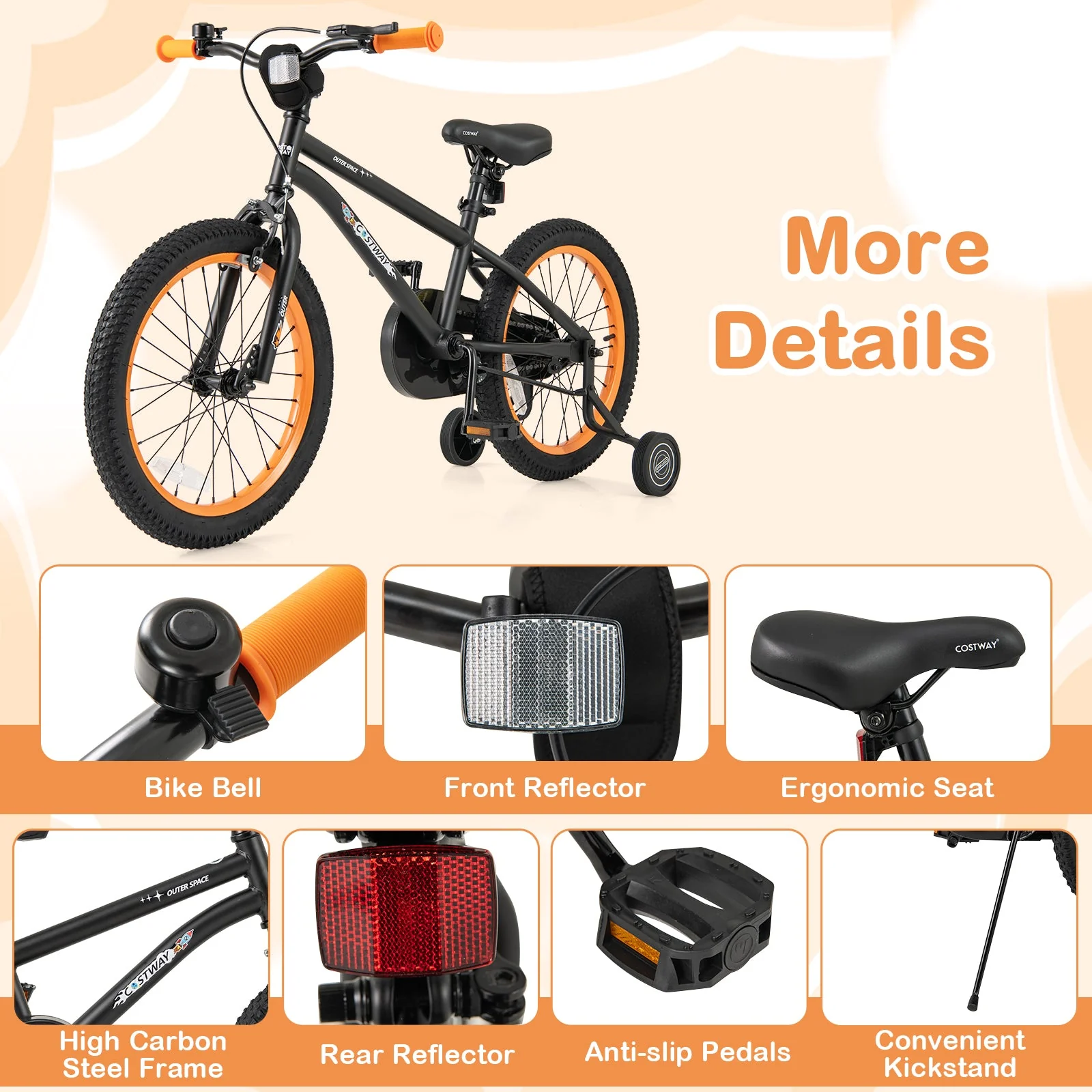 18-Inch Kids Bike Sport Bicycle for 4-8 Years Old with Adjustable Seat-18 inches - Image 8