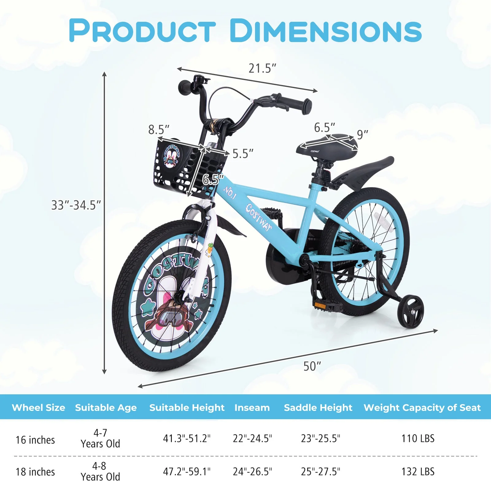 18 Inch Kids Bike with Adjustable Handlebar and Saddle for 4-8 Years Old-18 inches - Image 4