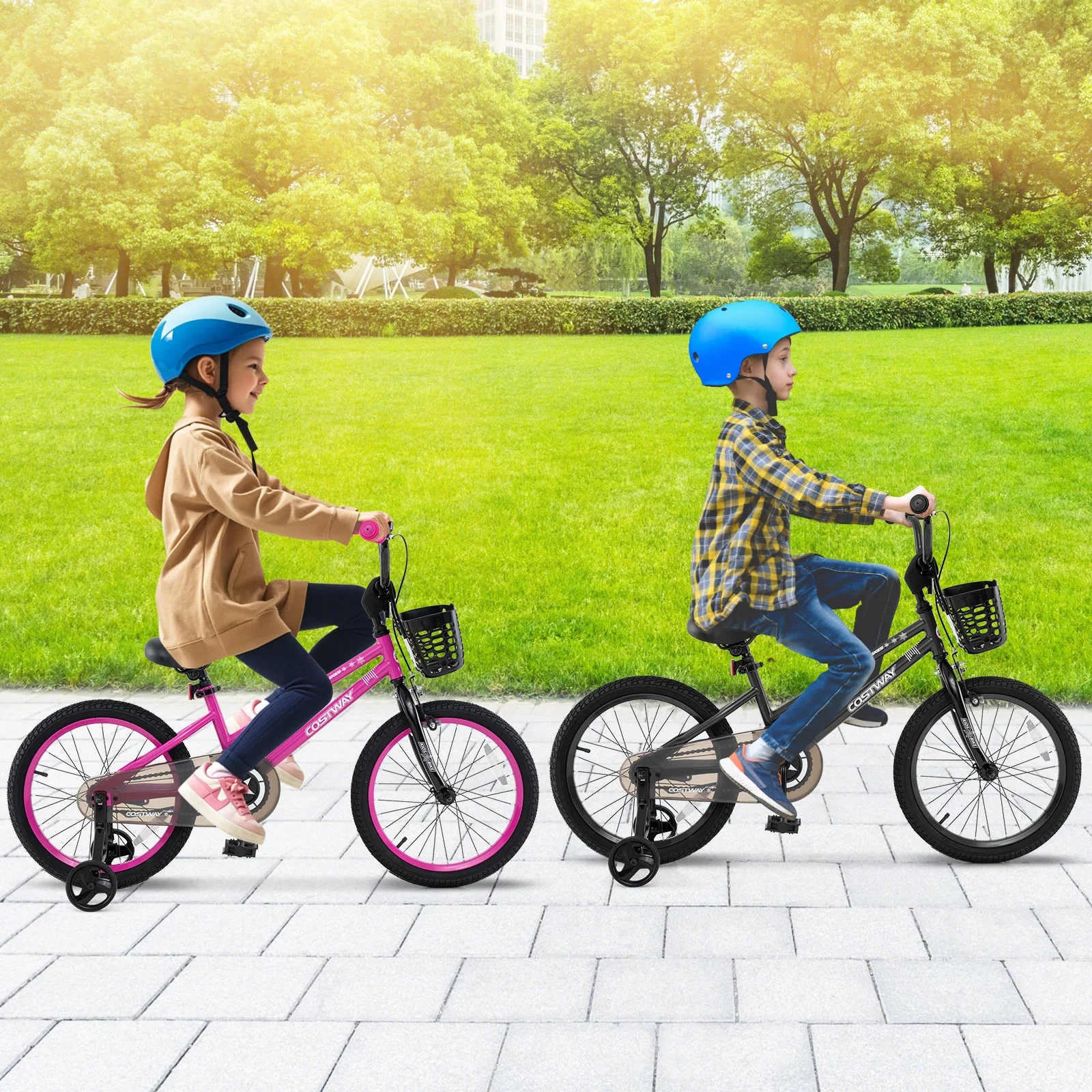 18 Inch Kids Bike with Basket and Training Wheels for Children Aged 4-8 Years Old - Image 2