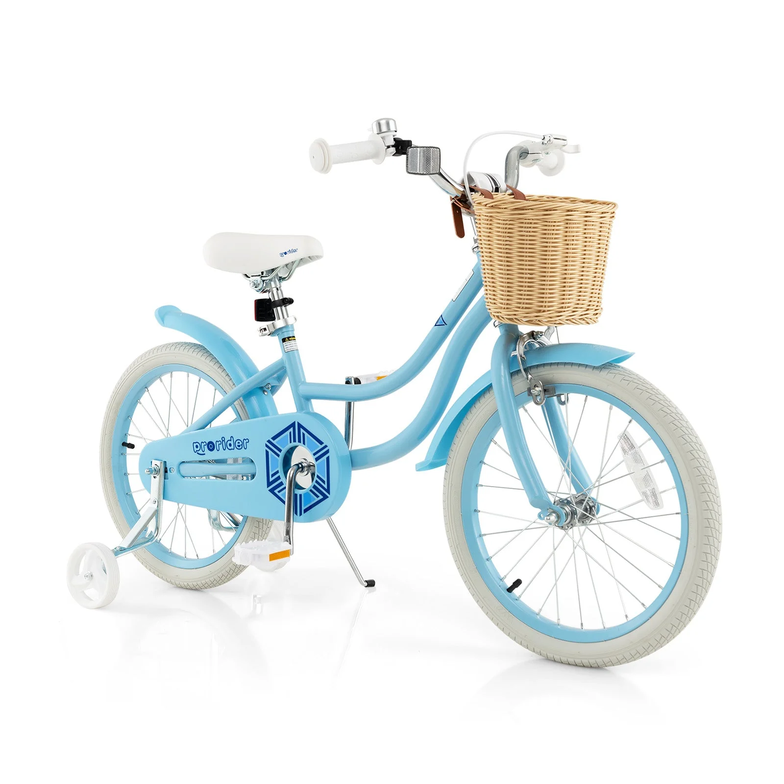 18-Inch Kids Bike with Training Wheels and Adjustable Handlebar Seat-Blue - Image 3