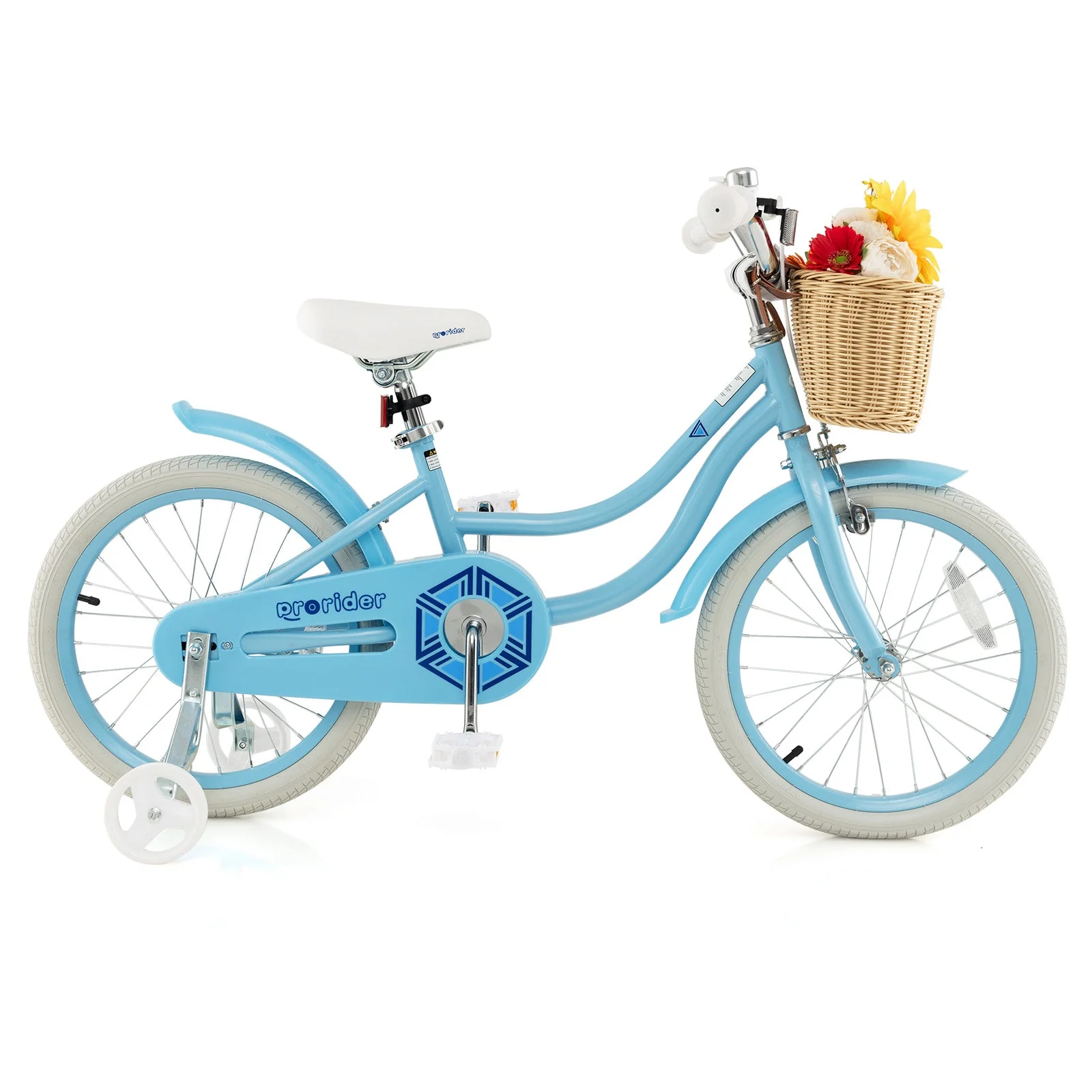 18-Inch Kids Bike with Training Wheels and Adjustable Handlebar Seat-Blue - Image 4