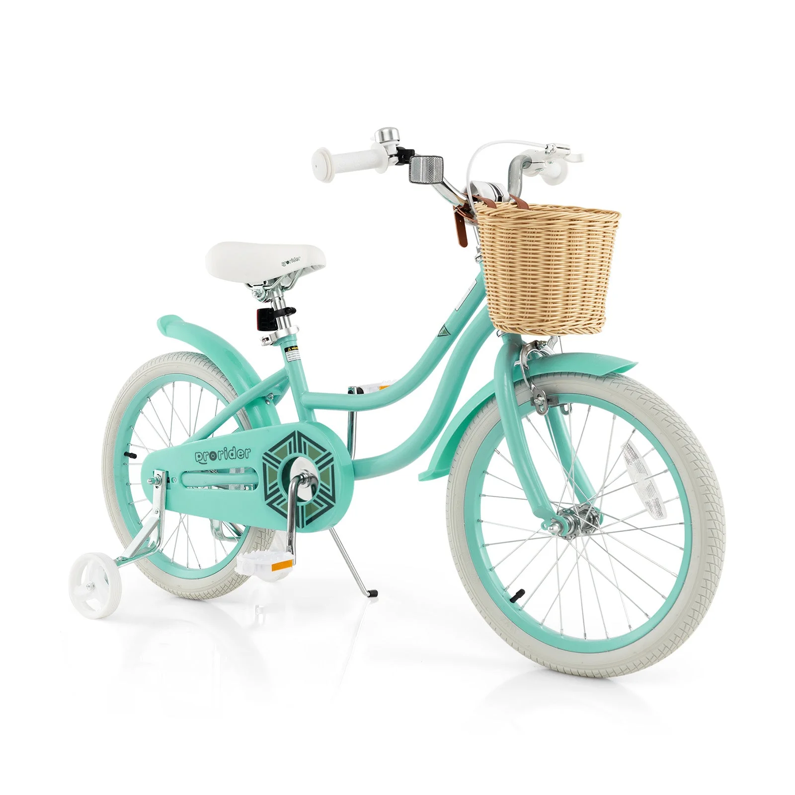 18-Inch Kids Bike with Training Wheels and Adjustable Handlebar Seat-Green - Image 3