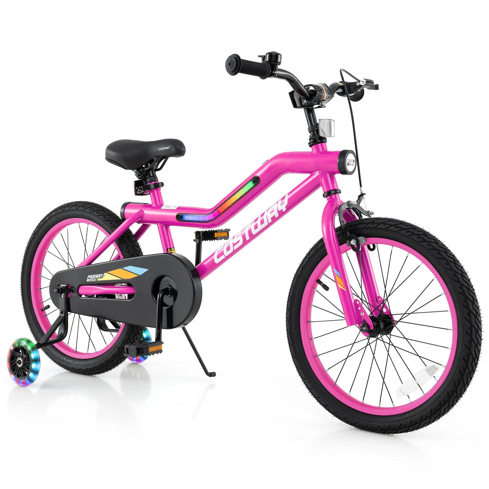 18 Inch LED Lighted Kids Bike with Training Wheels and Headlight for Ages 4-8 Years-18 inches - Image 3