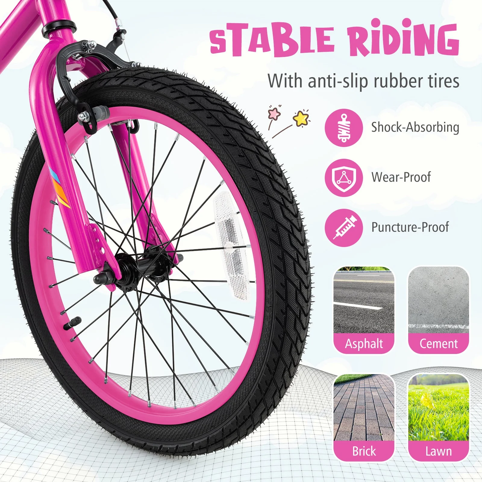 18 Inch LED Lighted Kids Bike with Training Wheels and Headlight for Ages 4-8 Years-18 inches - Image 7