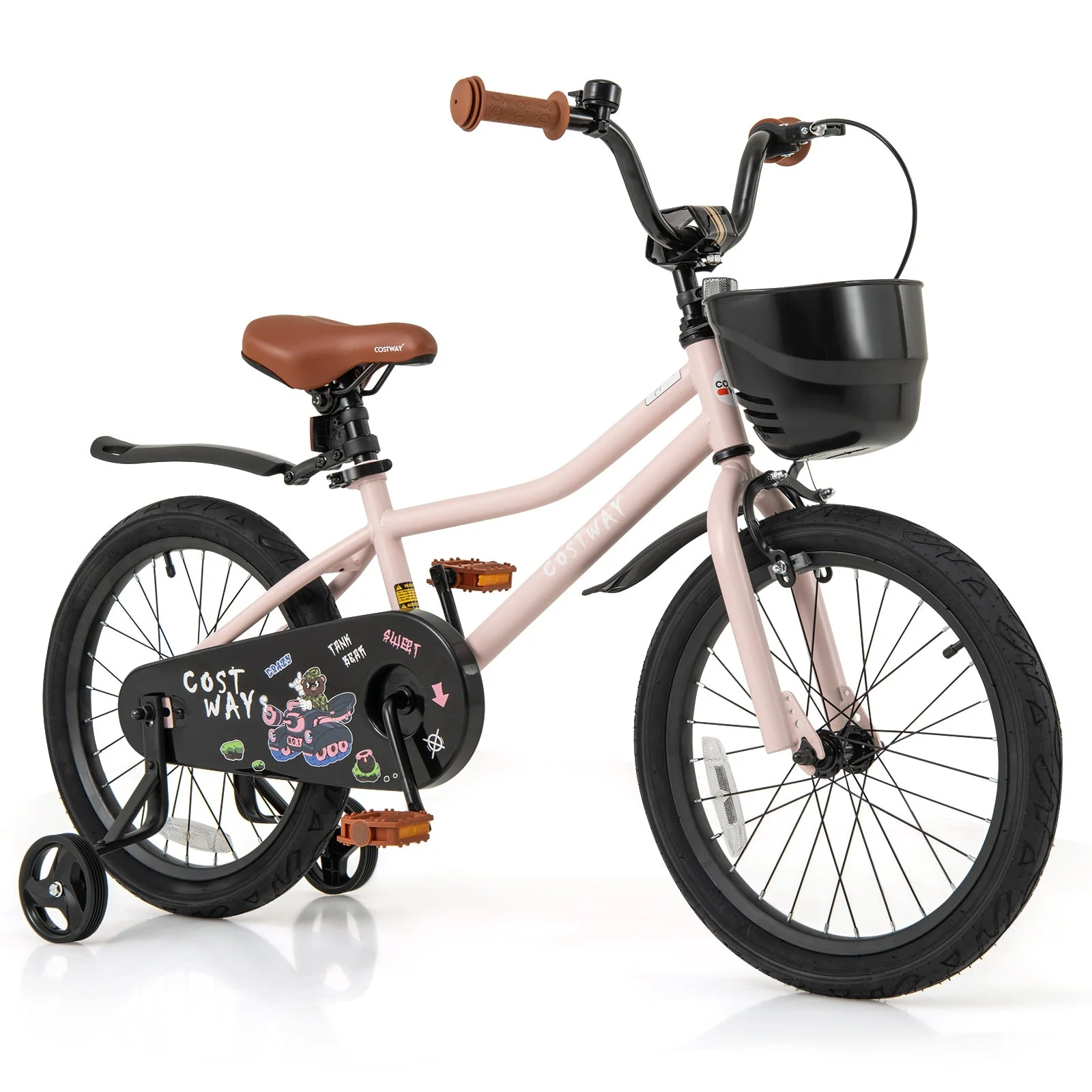 18 Inches Kids Bike with Basket and Adjustable Handlebar for 4-8 Years Old - Image 3