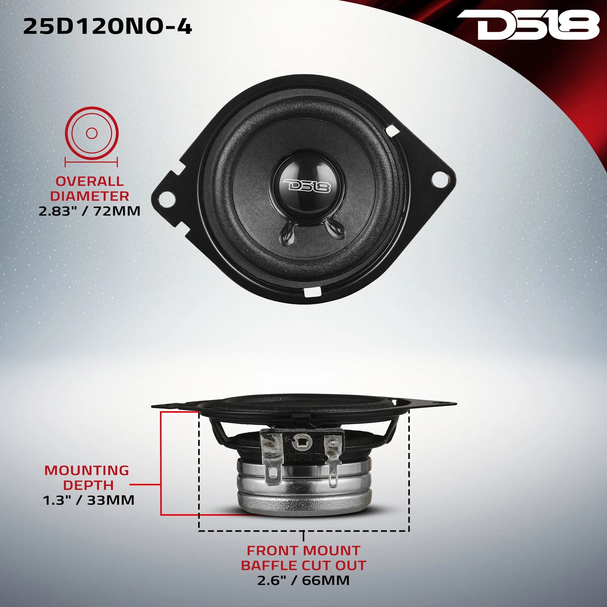 2.5" OEM Dashboard Loudspeaker with Neodymium Magnet | 60W RMS 4-Ohm - Image 7