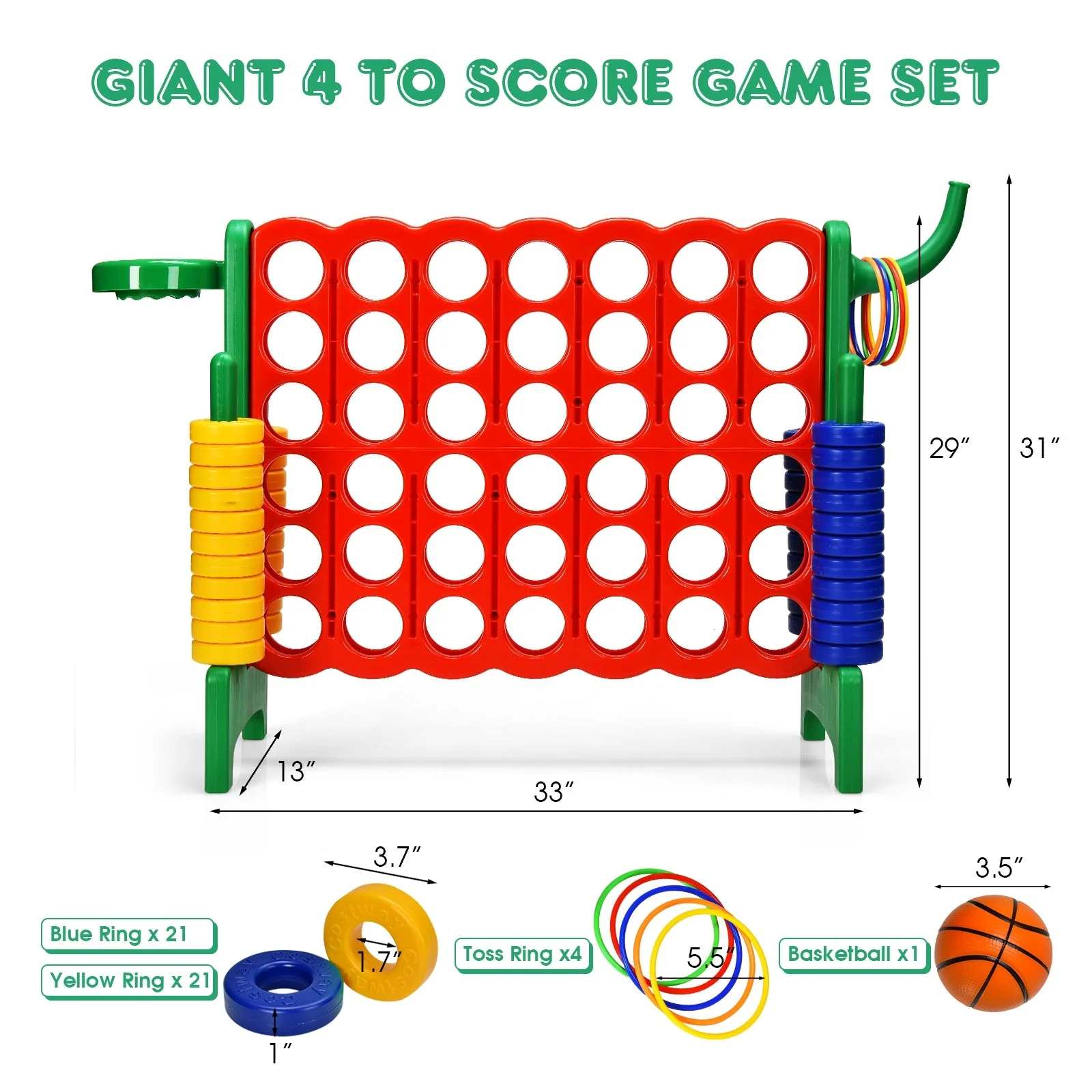 2.5Ft 4-to-Score Giant Game Set-Green - Image 4