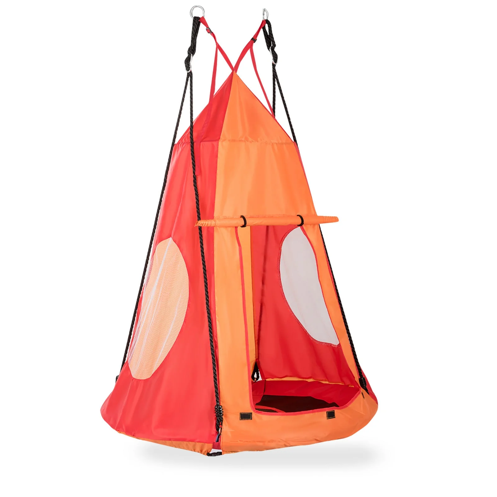 2-in-1 40 Inch Kids Hanging Chair Detachable Swing Tent Set-Orange - Image 3