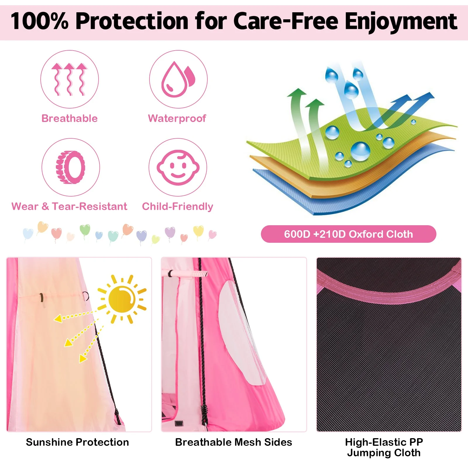 2-in-1 40 Inch Kids Hanging Chair Detachable Swing Tent Set-Pink - Image 8
